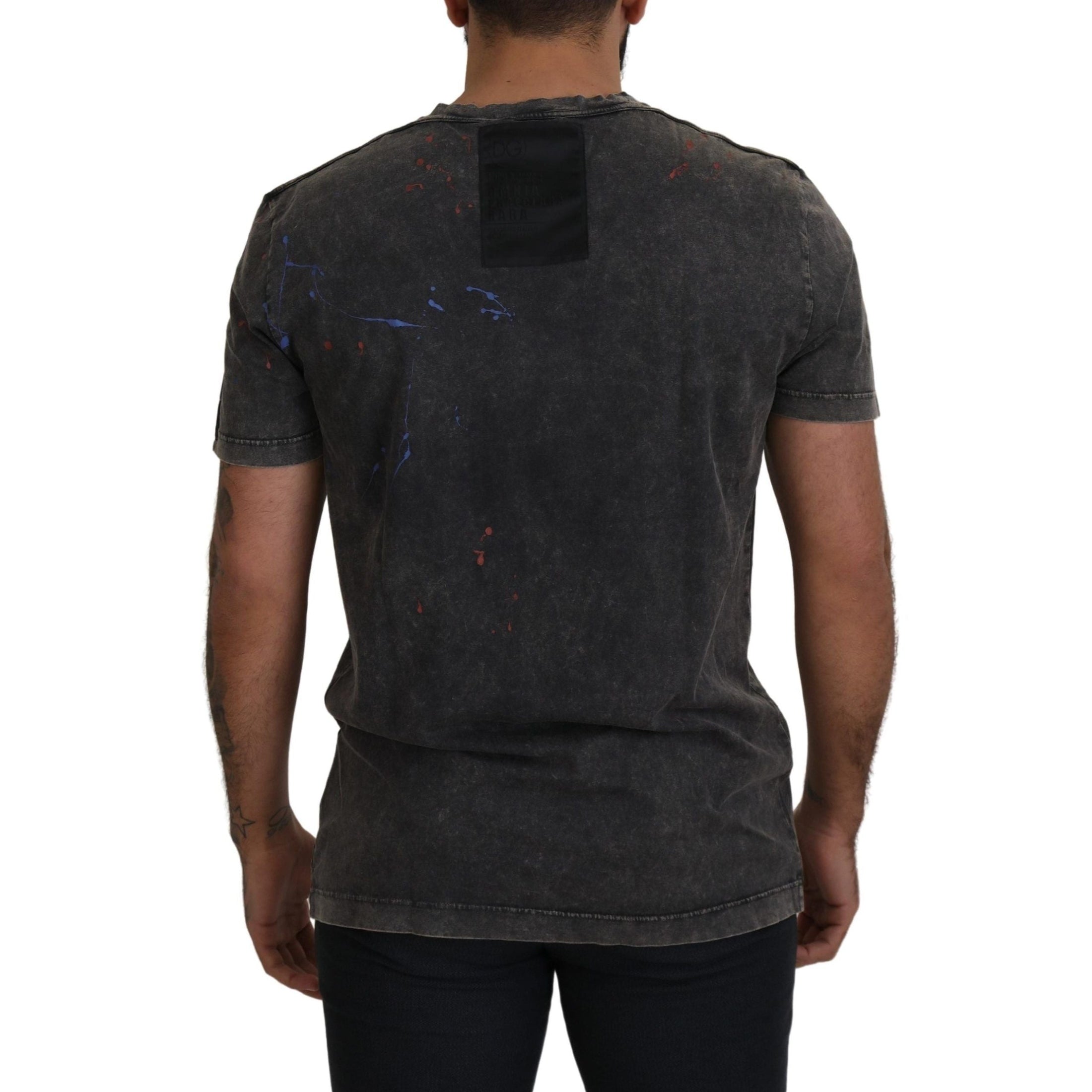 Elevated Grey Cotton Tee with Discolored DG Logo