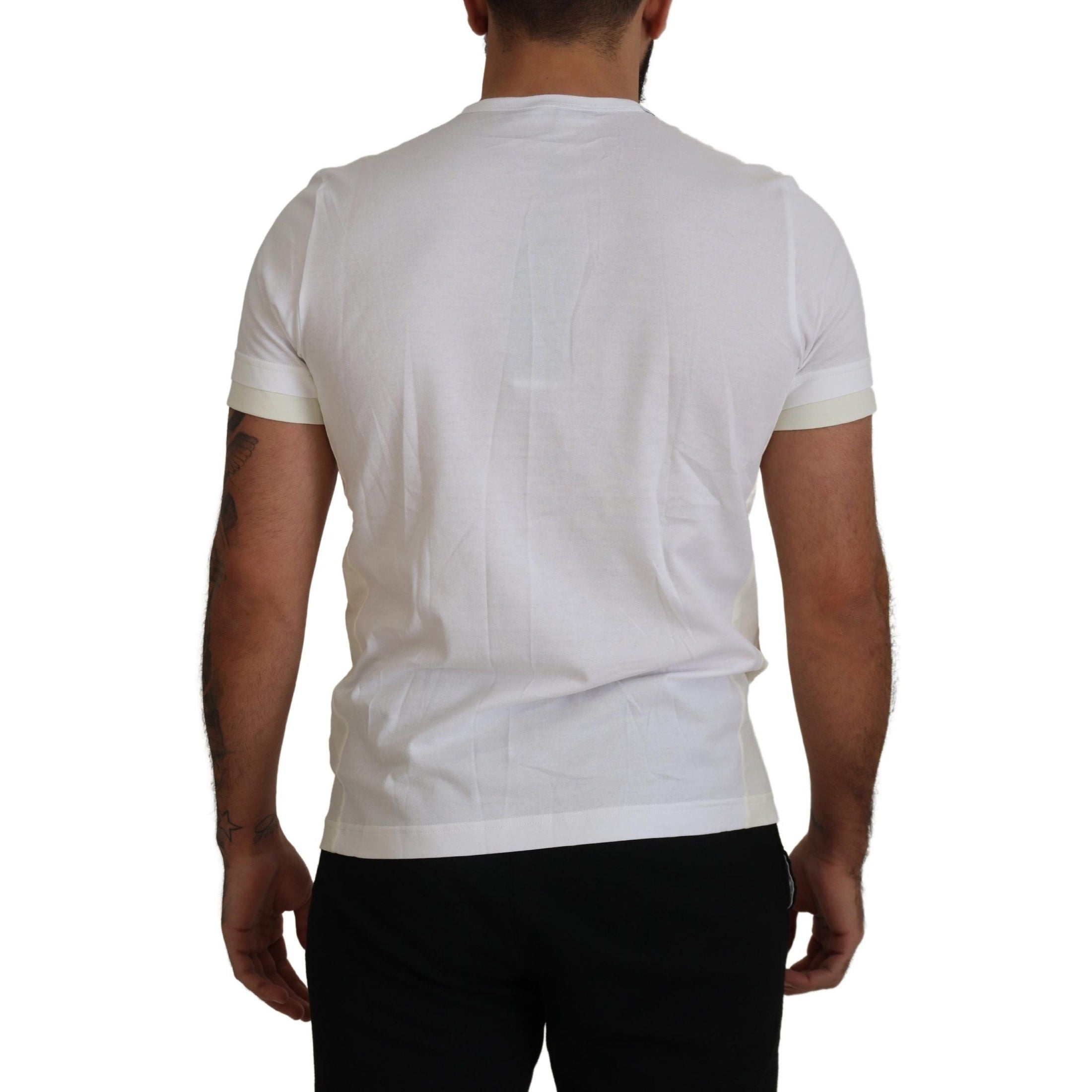 Elegant White Cotton Tee with DG Chest Pocket