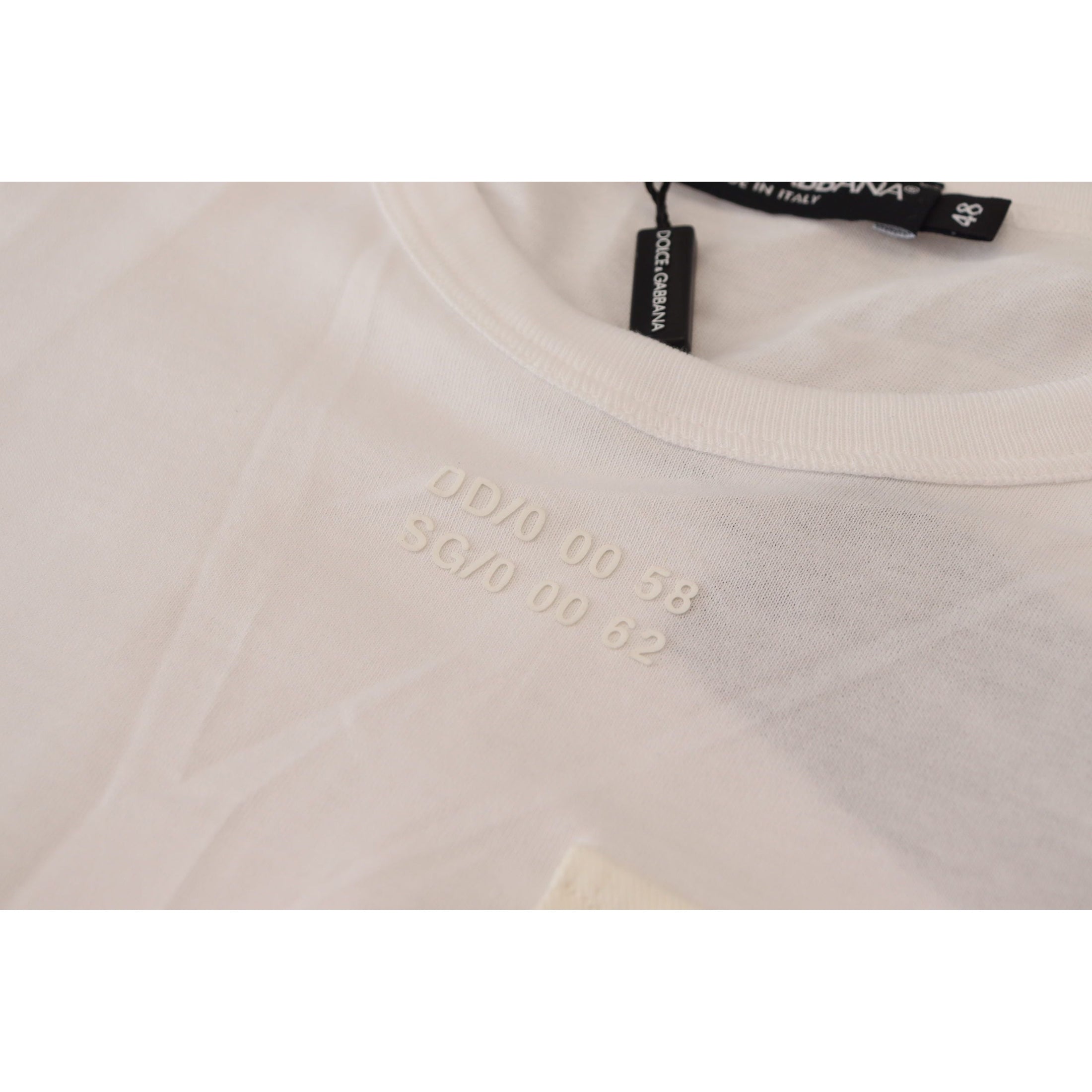 Elegant White Cotton Tee with DG Chest Pocket