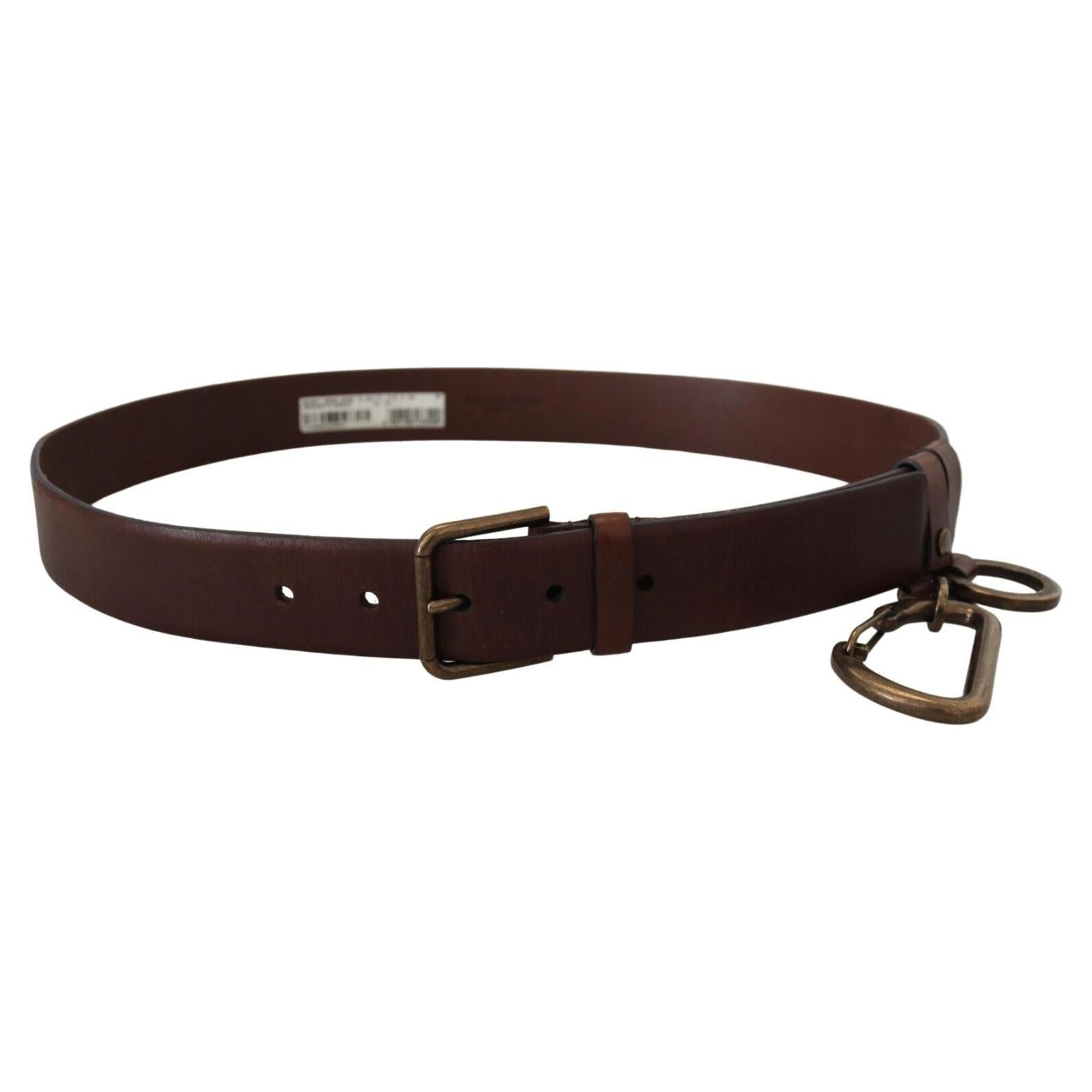 Elegant Brown Leather Belt with Metal Buckle