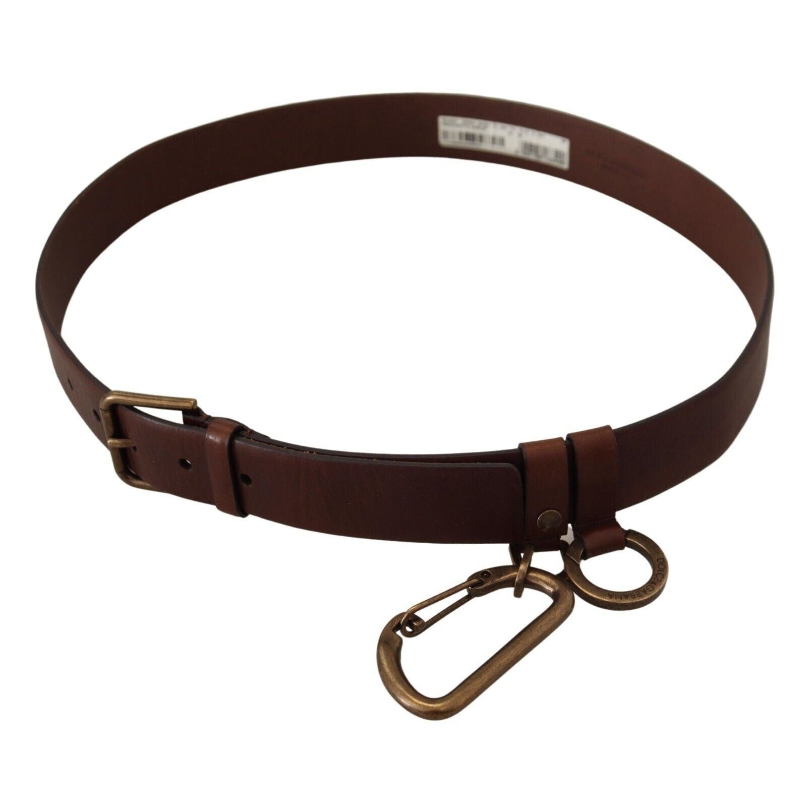 Elegant Brown Leather Belt with Metal Buckle