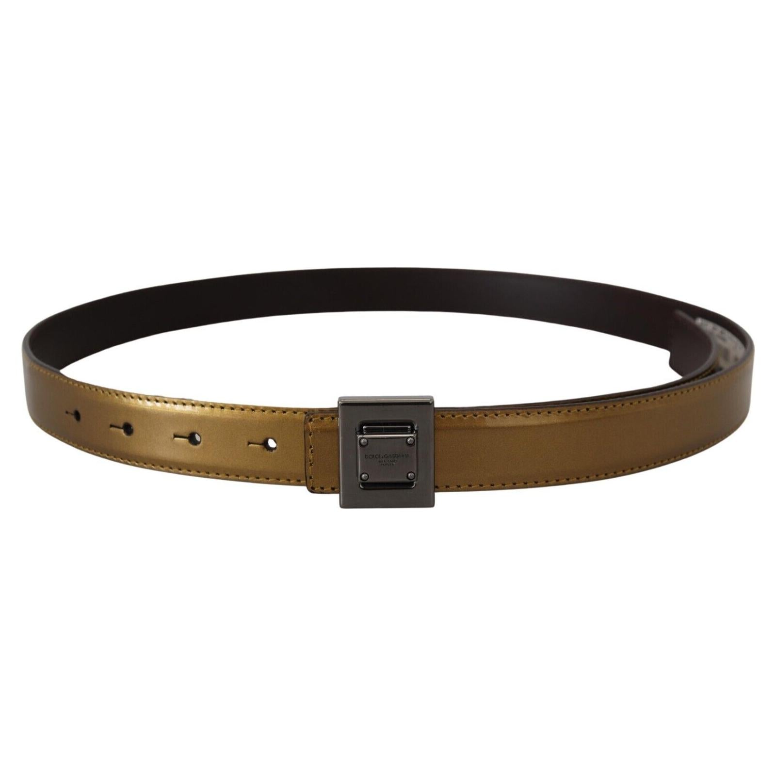 Gold Square Buckle Leather Belt