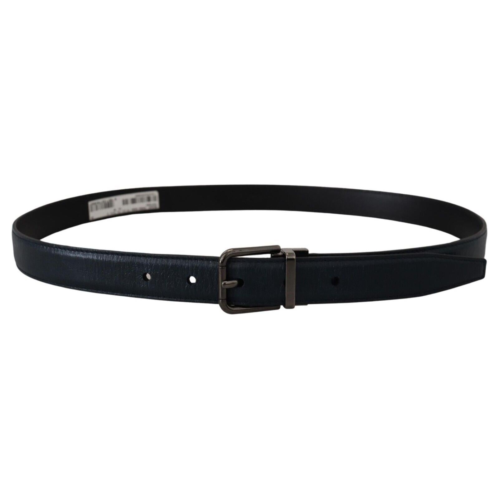 Elegant Dark Blue Leather Belt