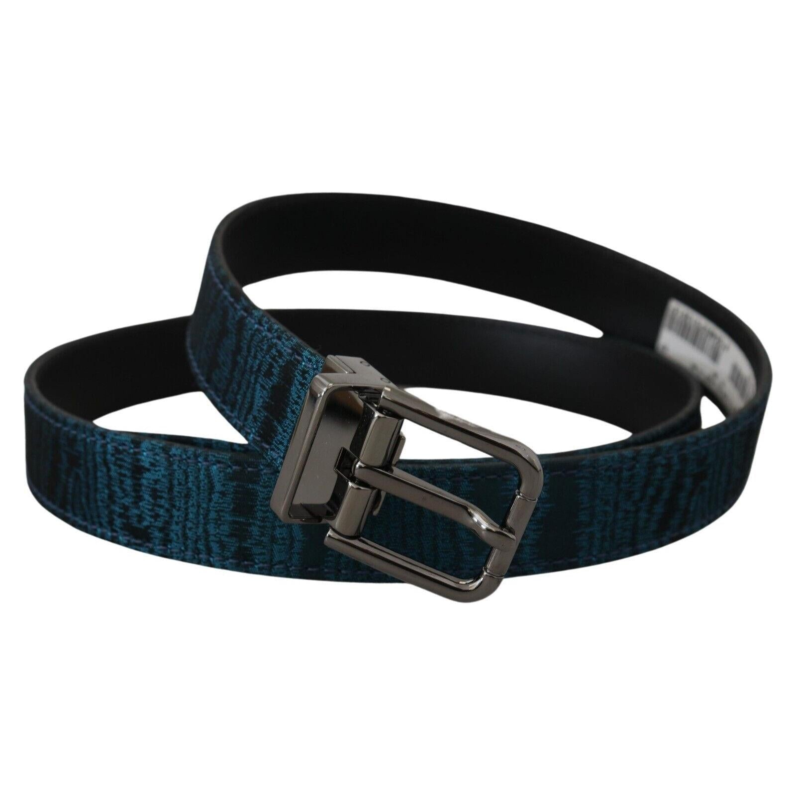 Elegant Blue Jacquard Designer Belt