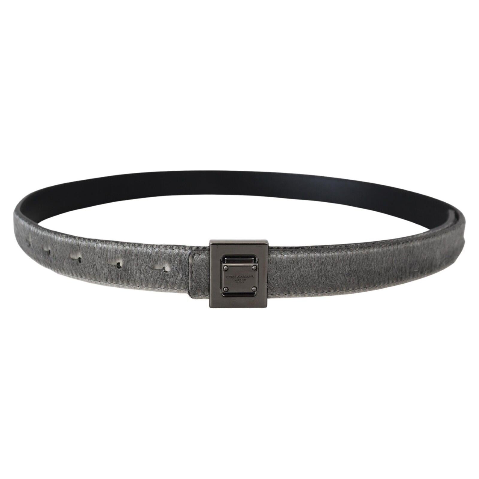 Elegant Silver Leather Designer Belt