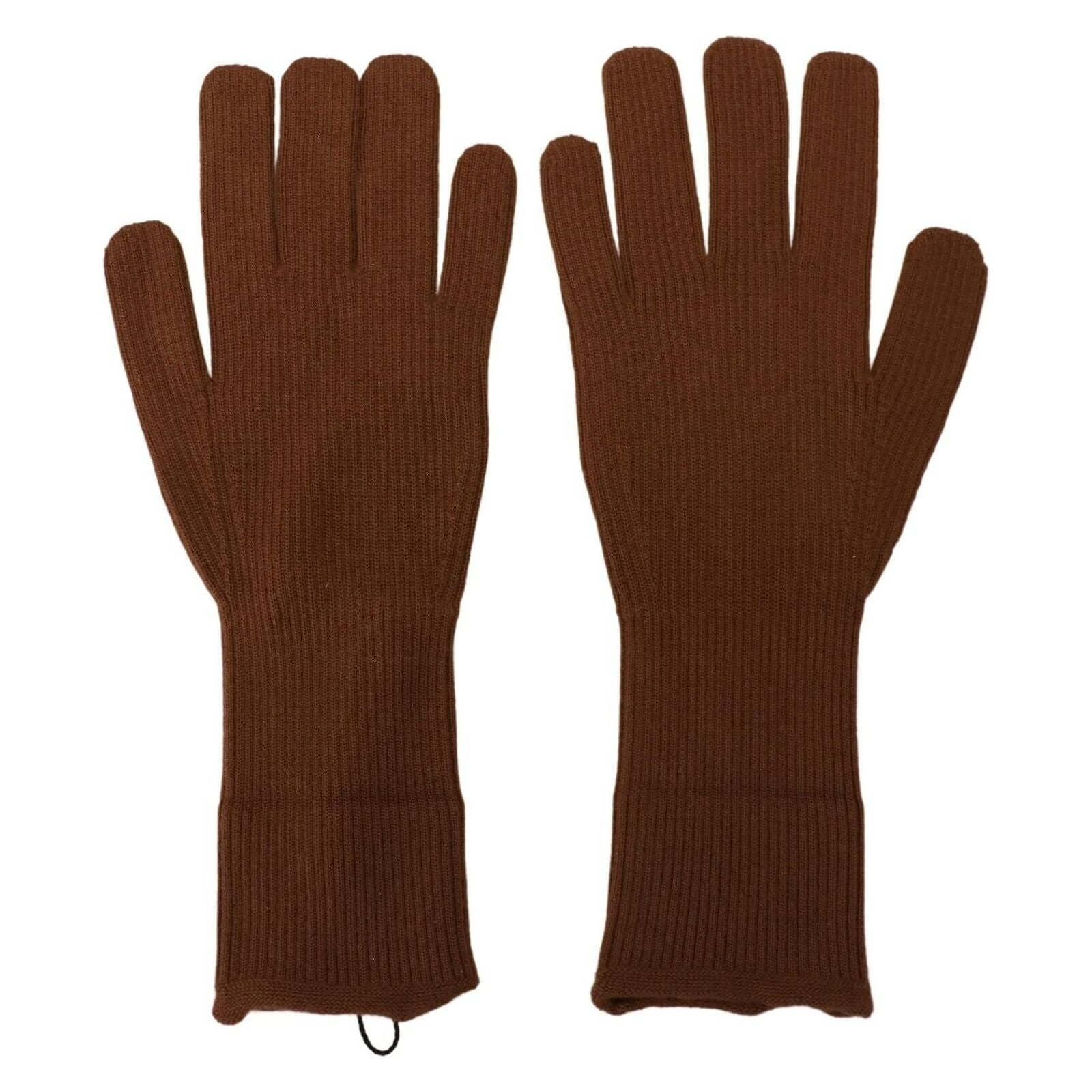 Elegant Brown Cashmere Winter Gloves