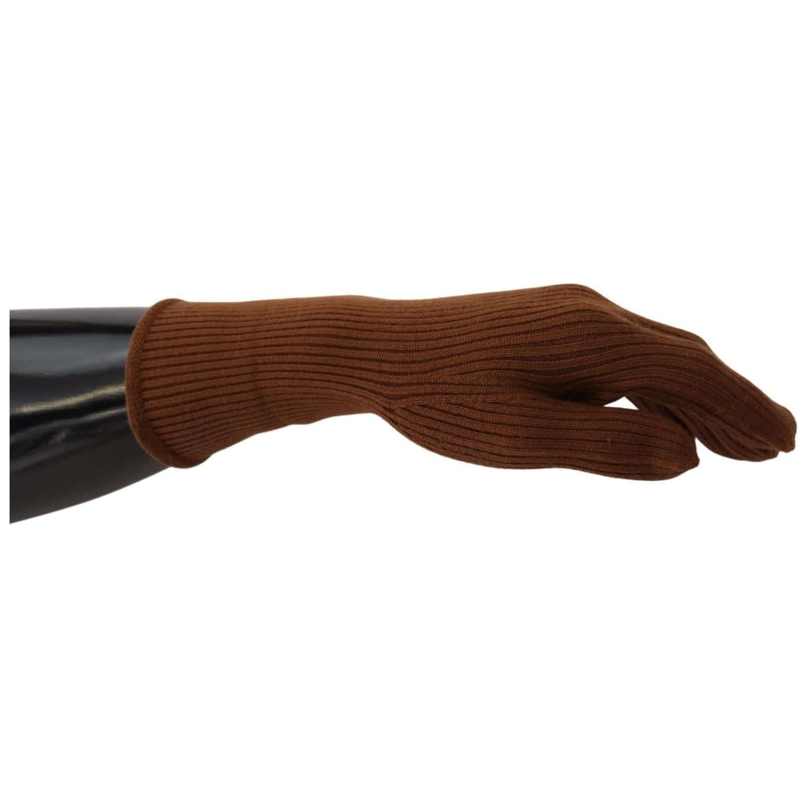 Elegant Brown Cashmere Winter Gloves