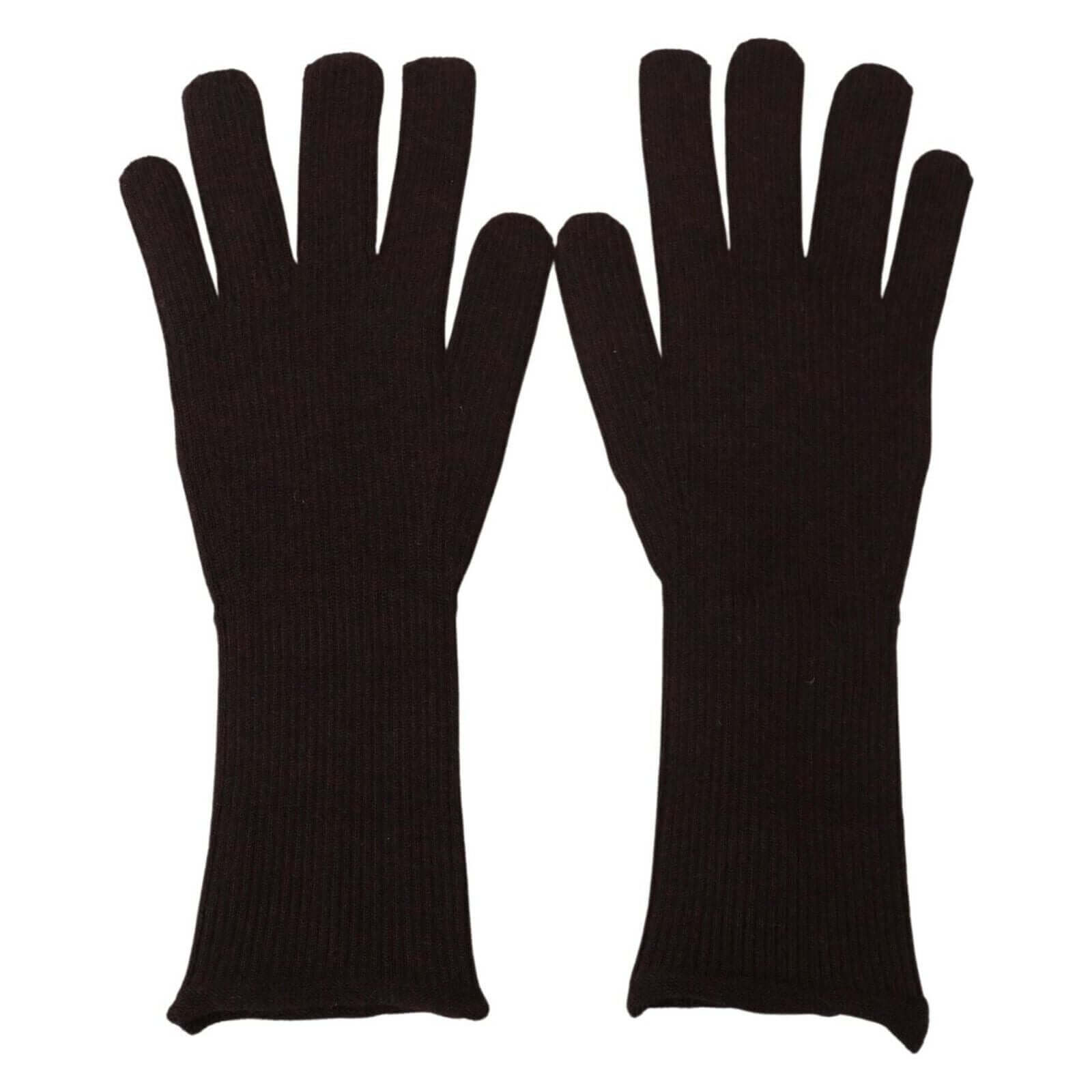 Elegant Silk Cashmere Brown Gloves