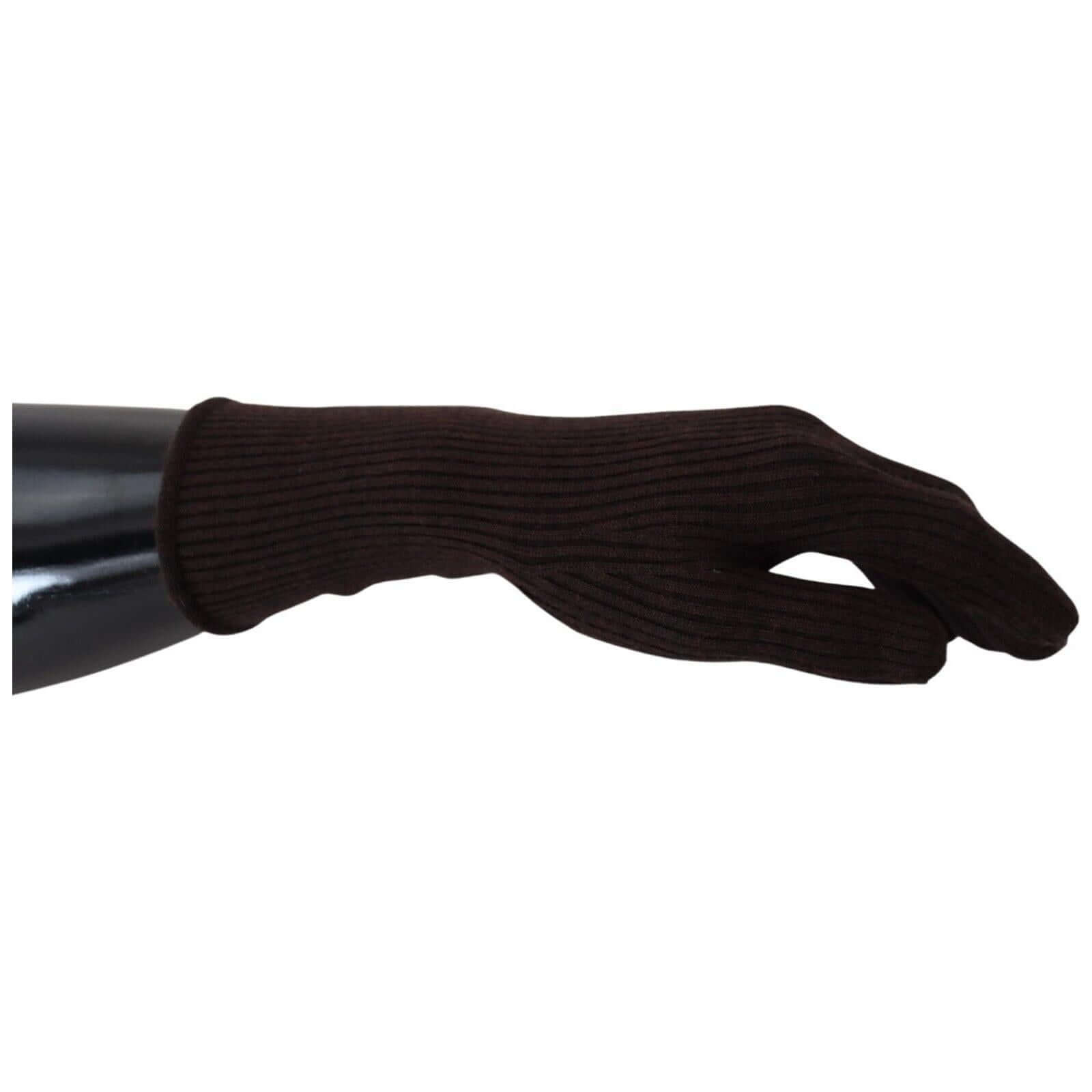 Elegant Silk Cashmere Brown Gloves