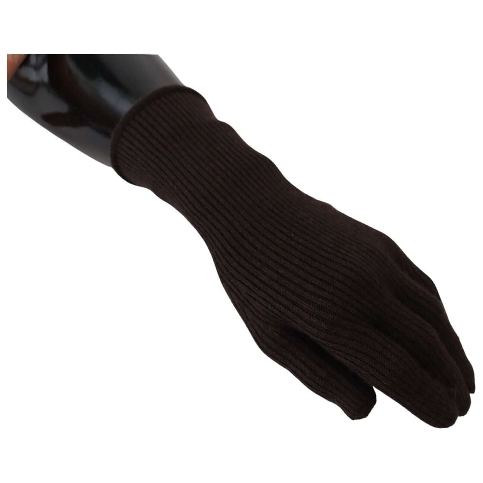 Elegant Silk Cashmere Brown Gloves