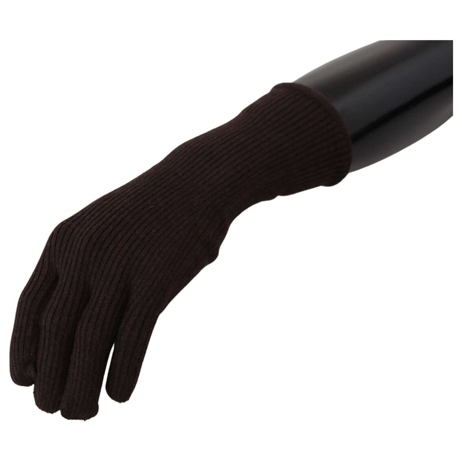 Elegant Silk Cashmere Brown Gloves