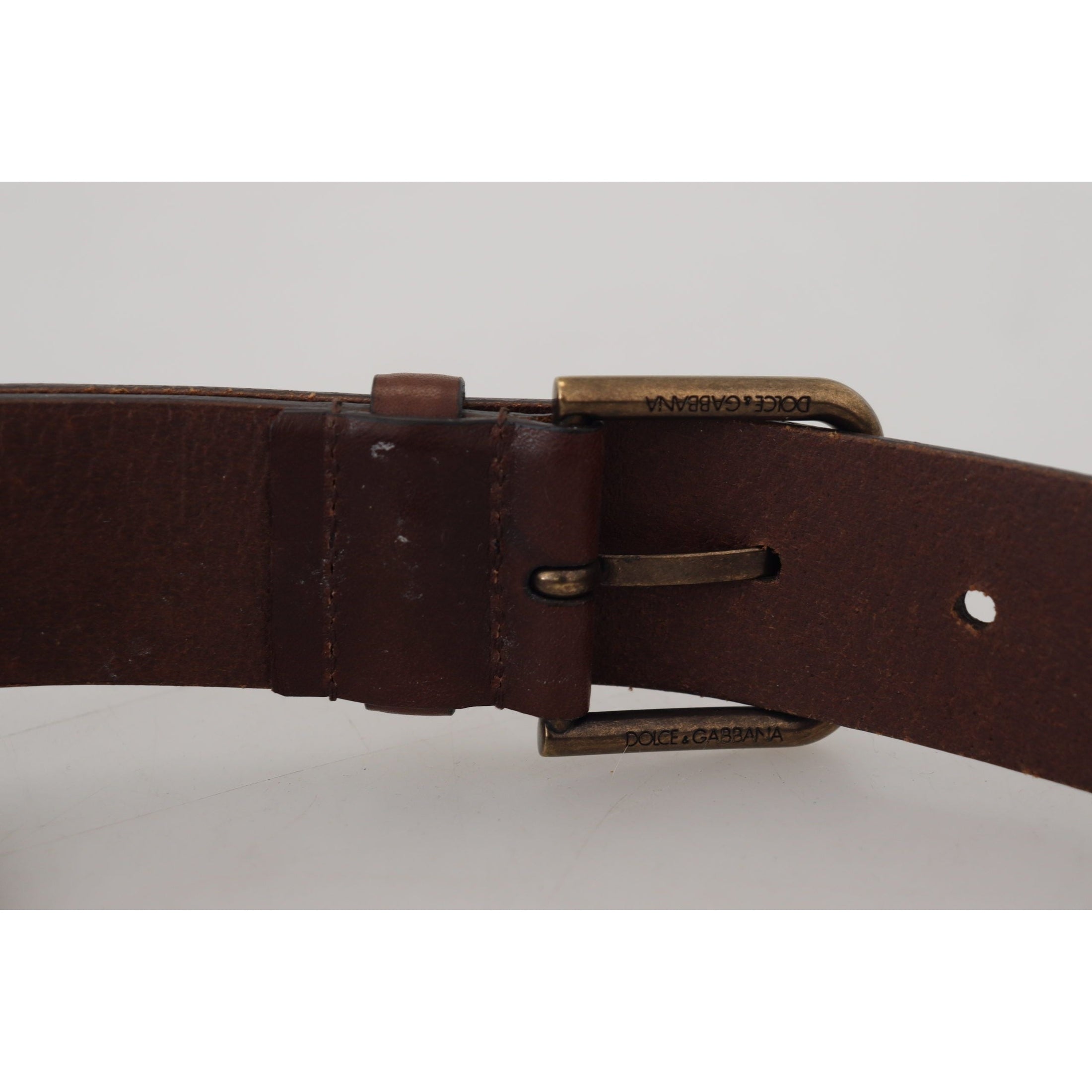 Elegant Brown Leather Belt with Metal Buckle