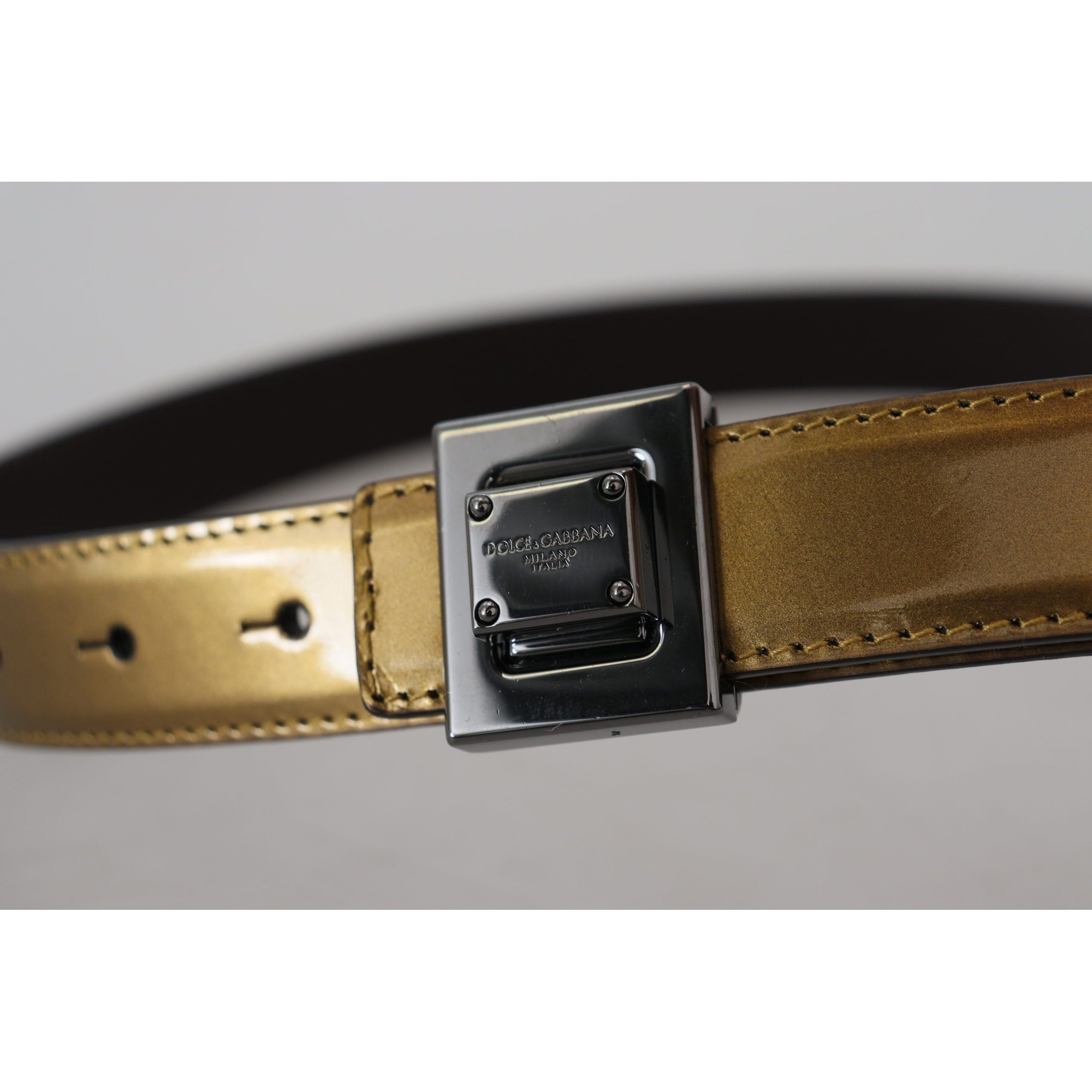 Gold Square Buckle Leather Belt