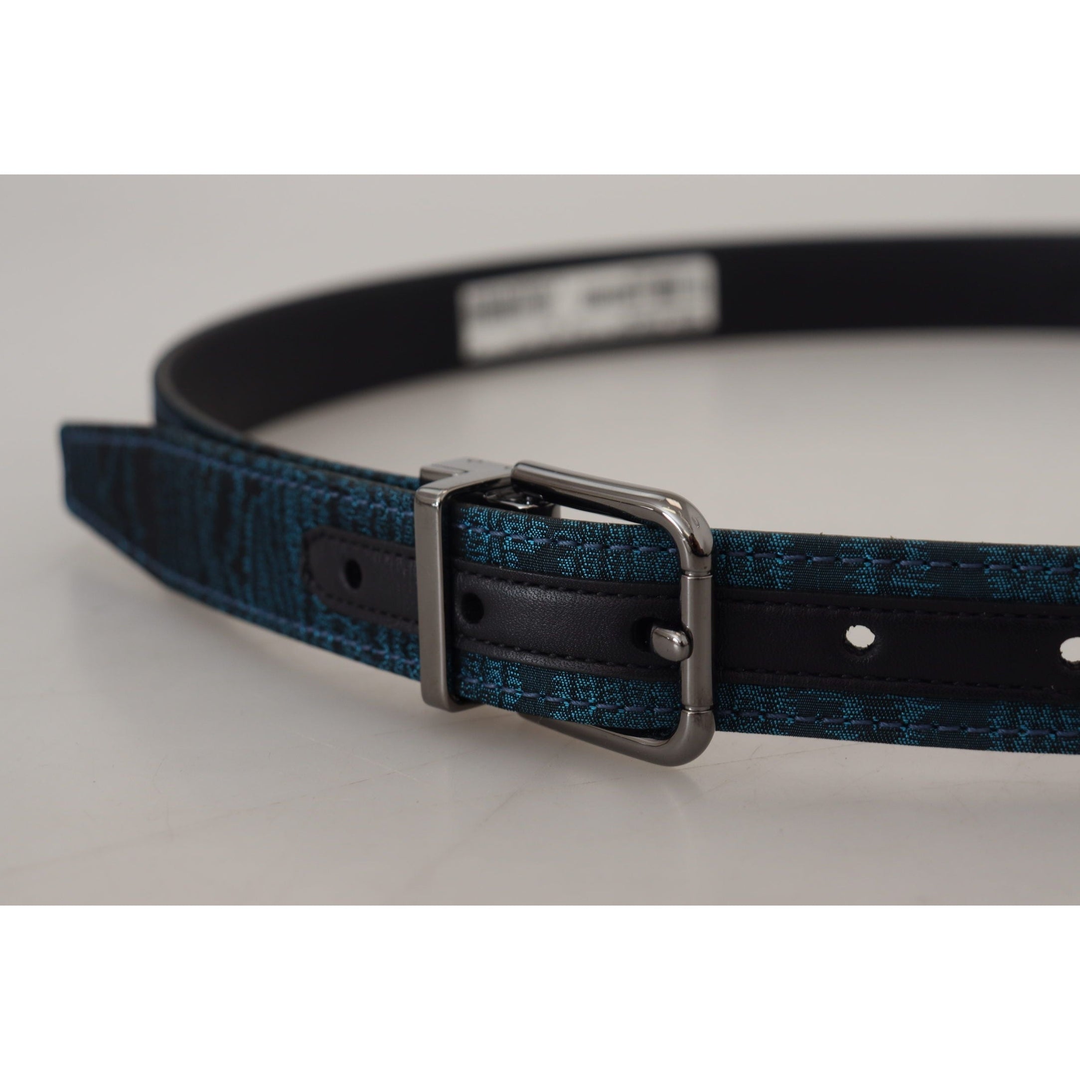 Elegant Blue Jacquard Designer Belt