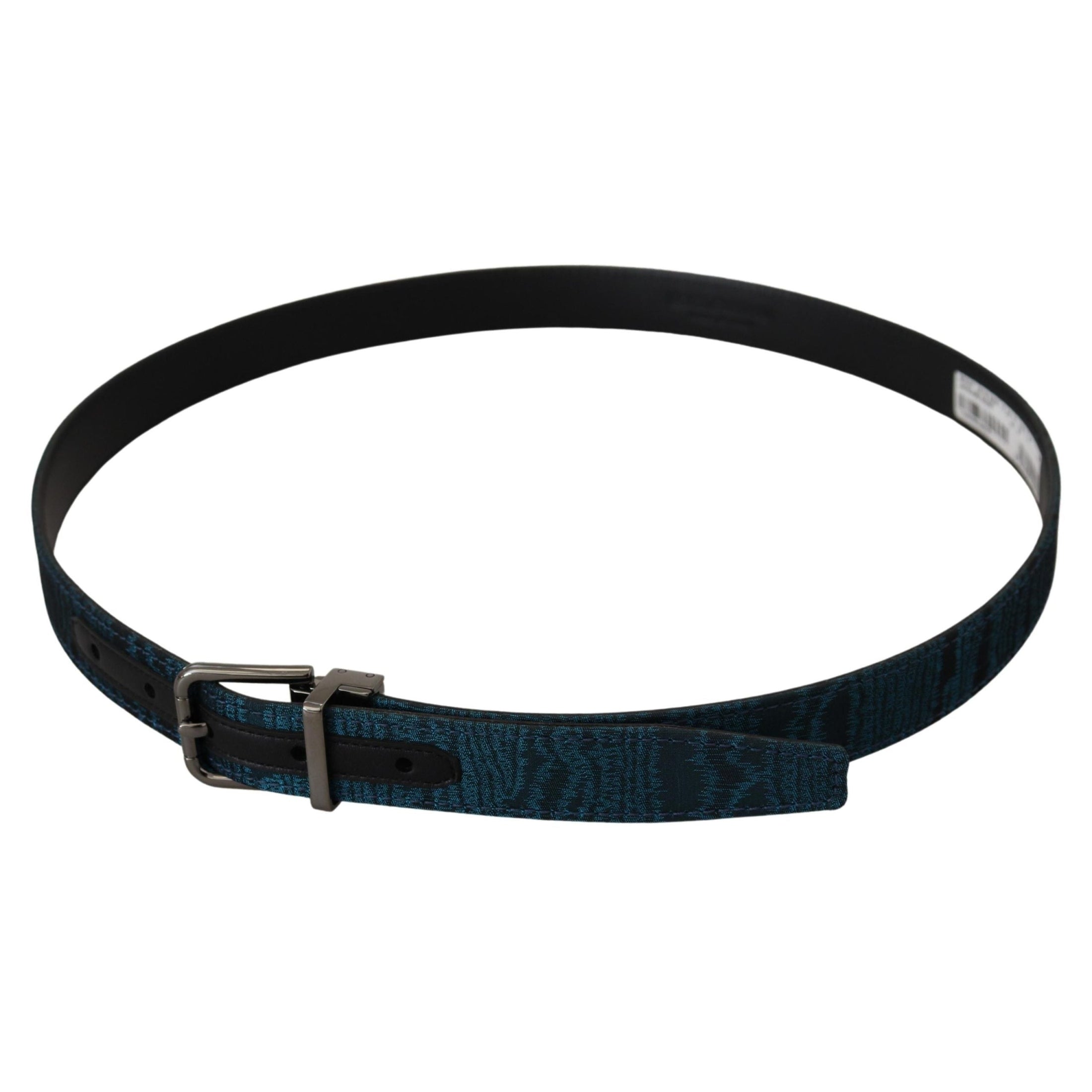 Elegant Blue Jacquard Designer Belt