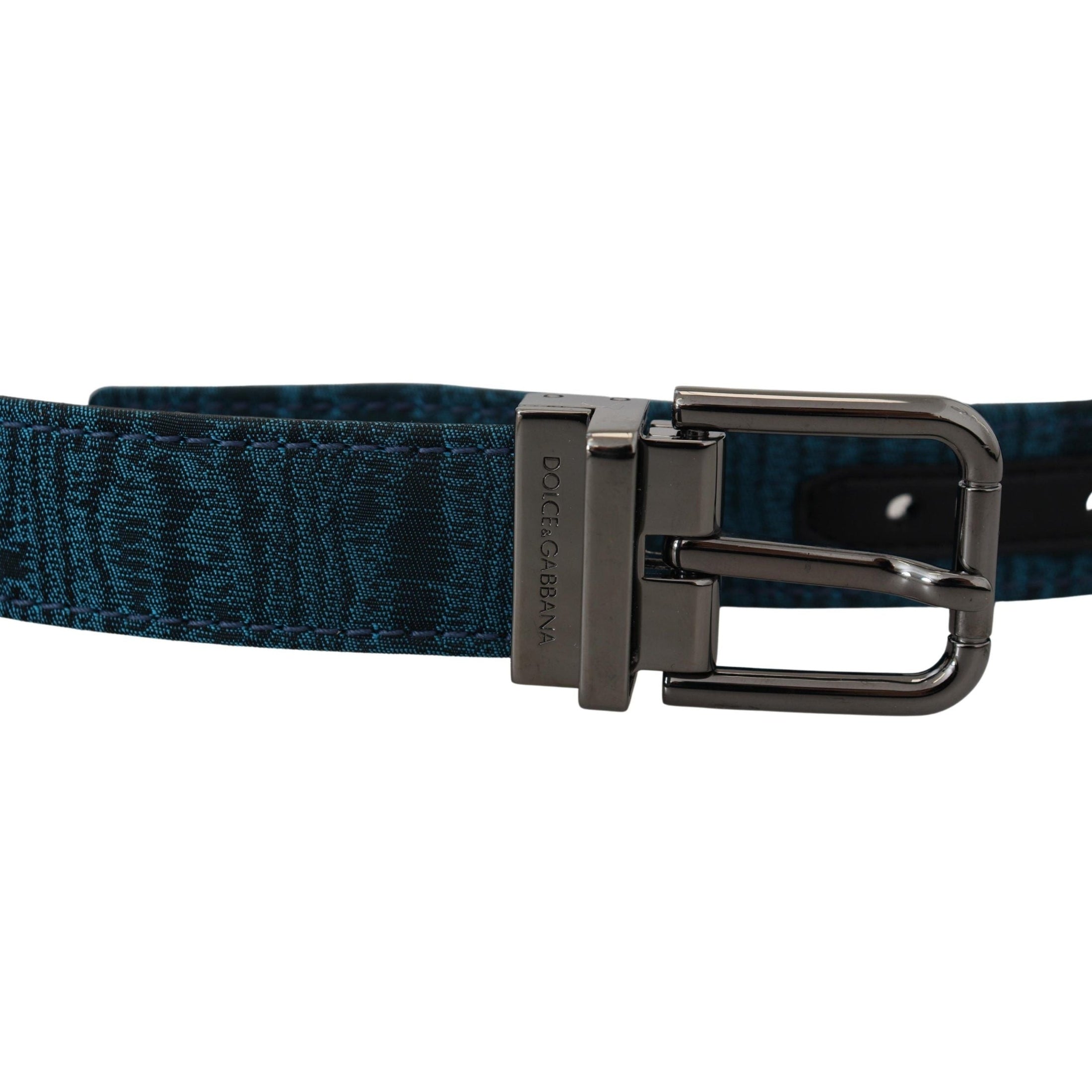 Elegant Blue Jacquard Designer Belt