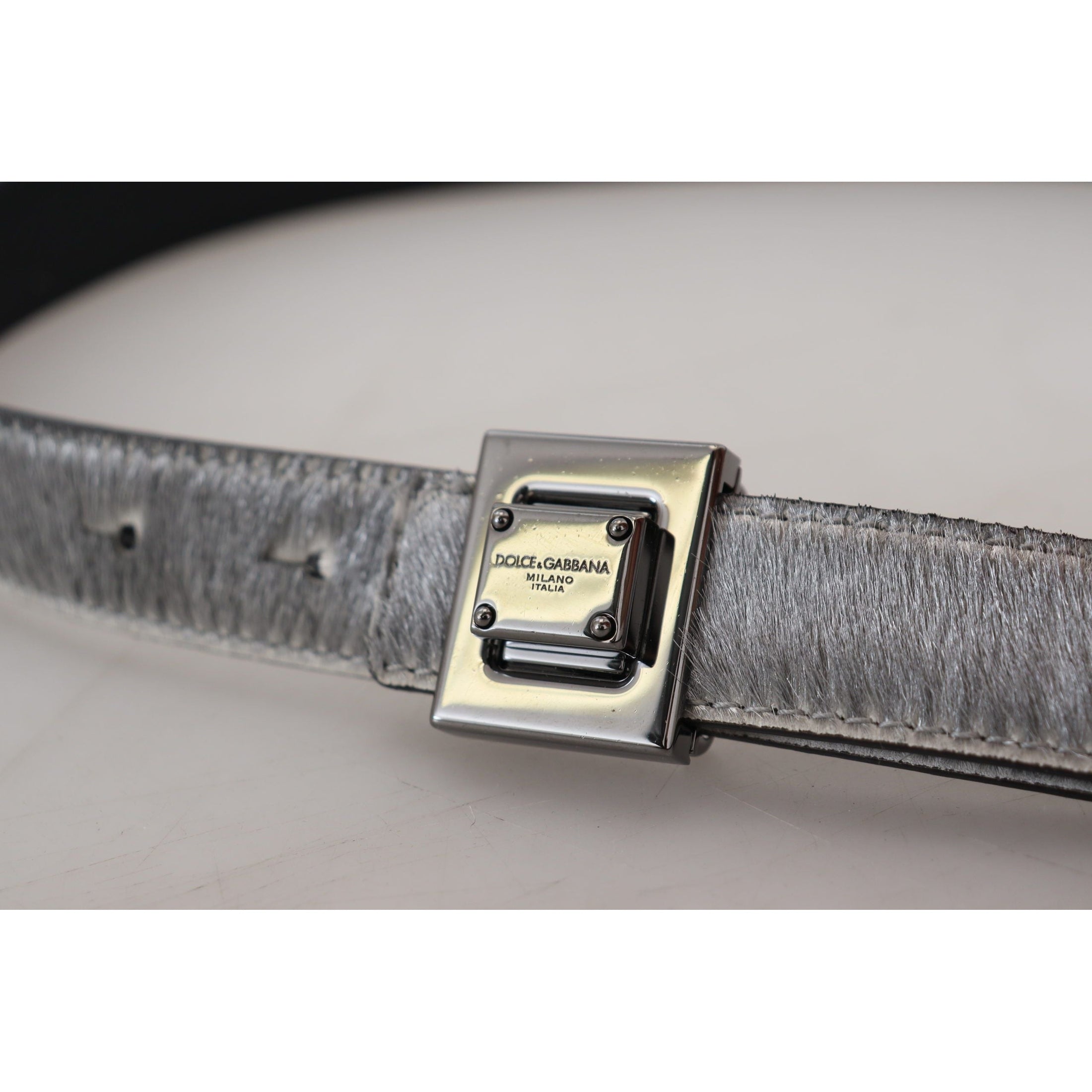 Elegant Silver Leather Designer Belt