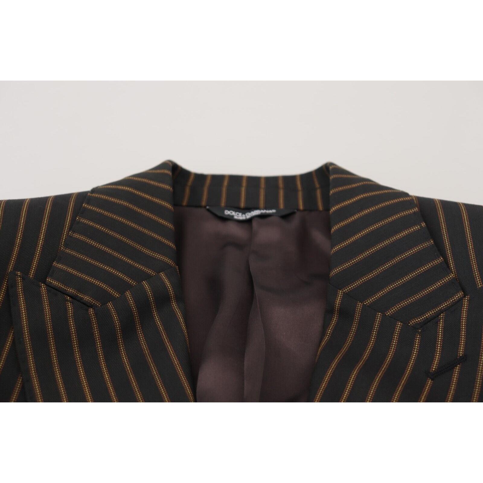 Elegant Striped Wool Blend Slim Blazer