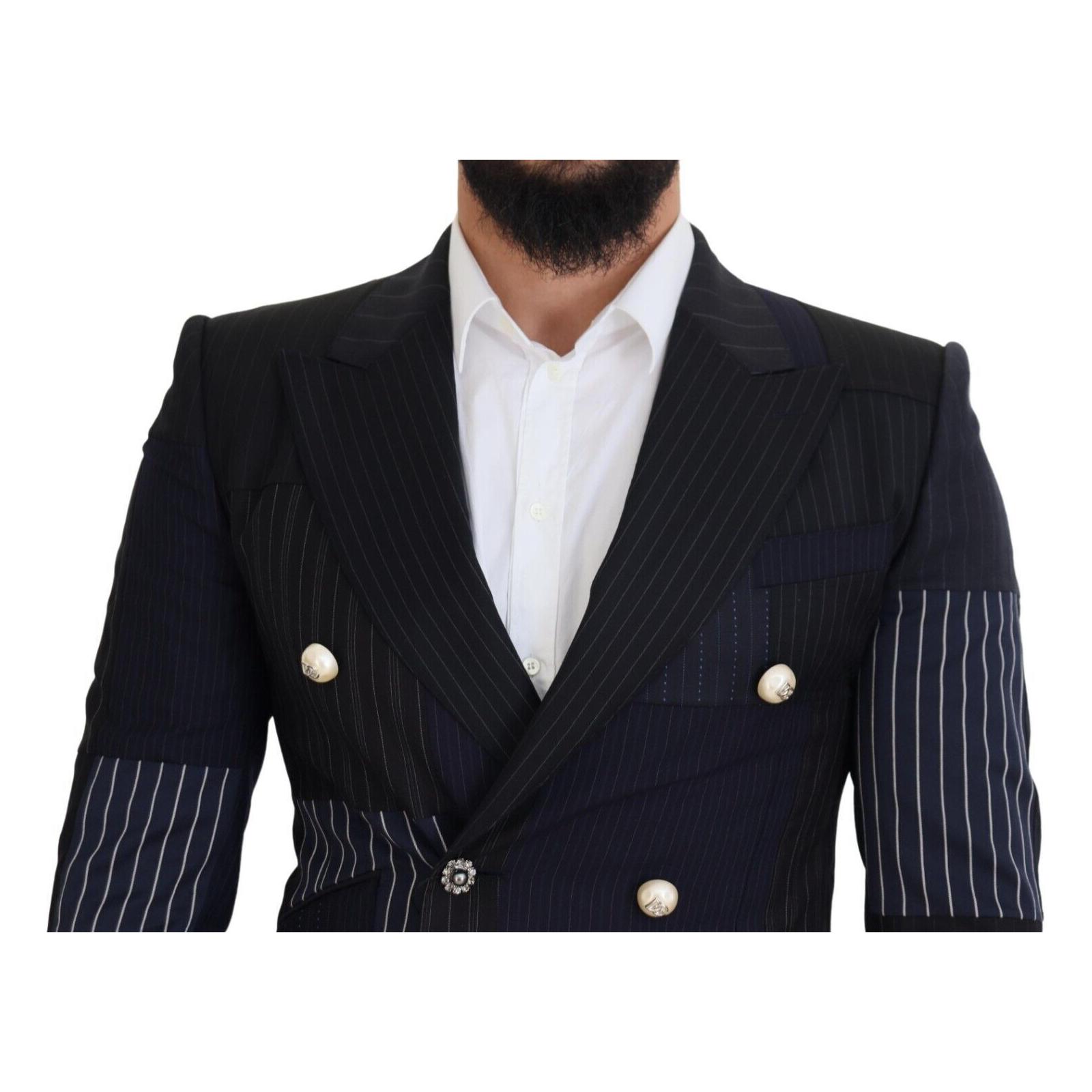 Elegant Navy Double Breasted Wool Blazer