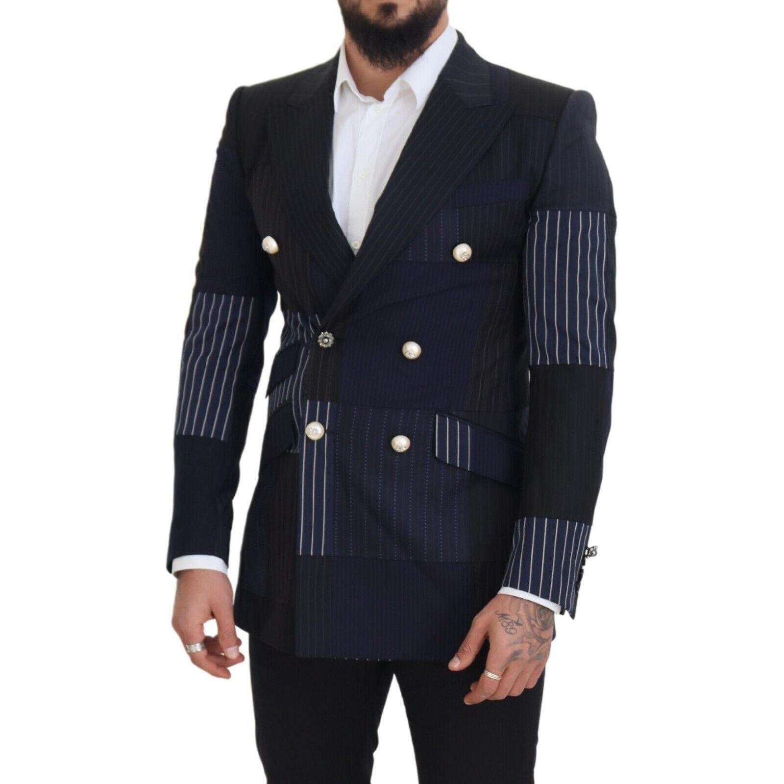 Elegant Navy Double Breasted Wool Blazer