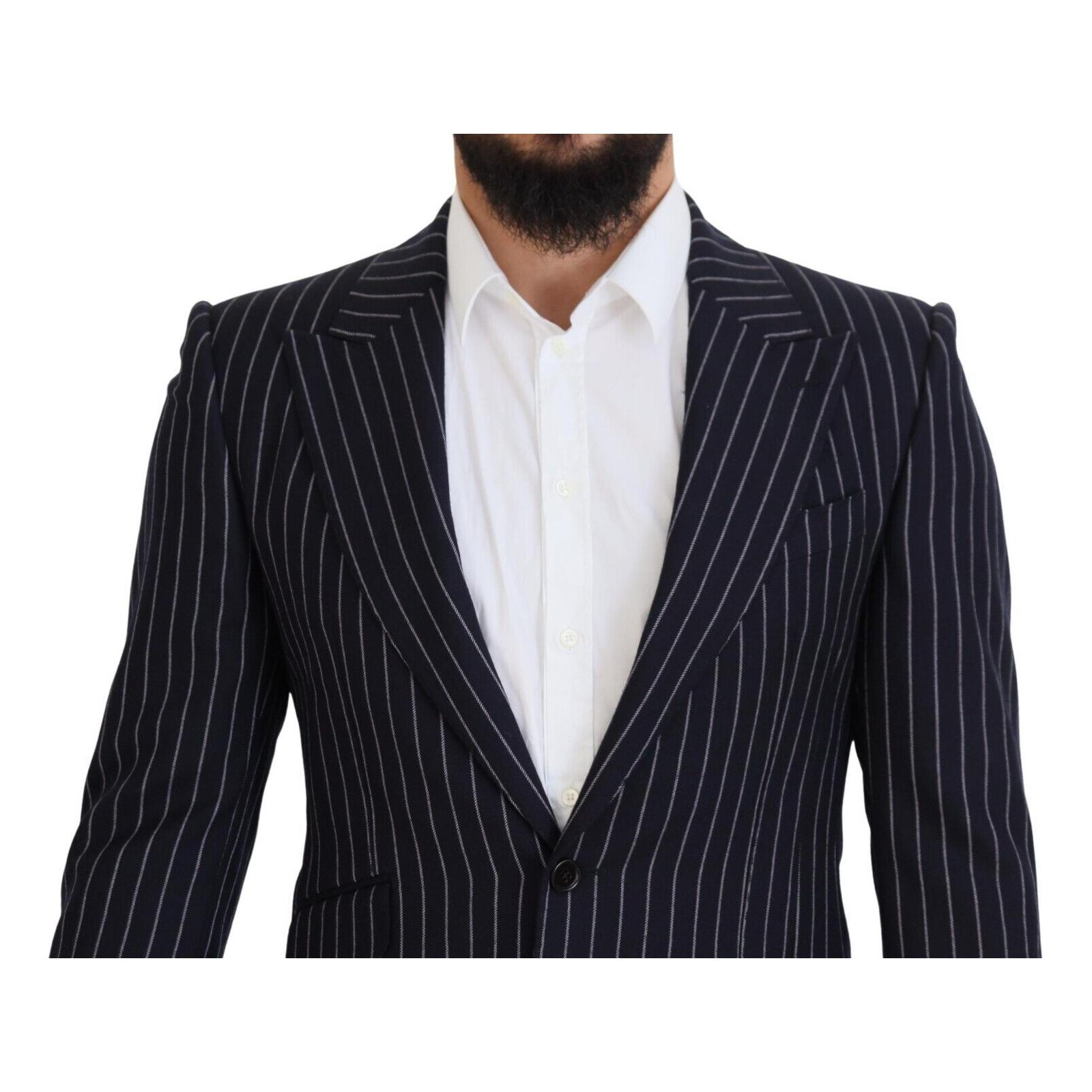 Elegant Navy Slim Fit Wool Blazer