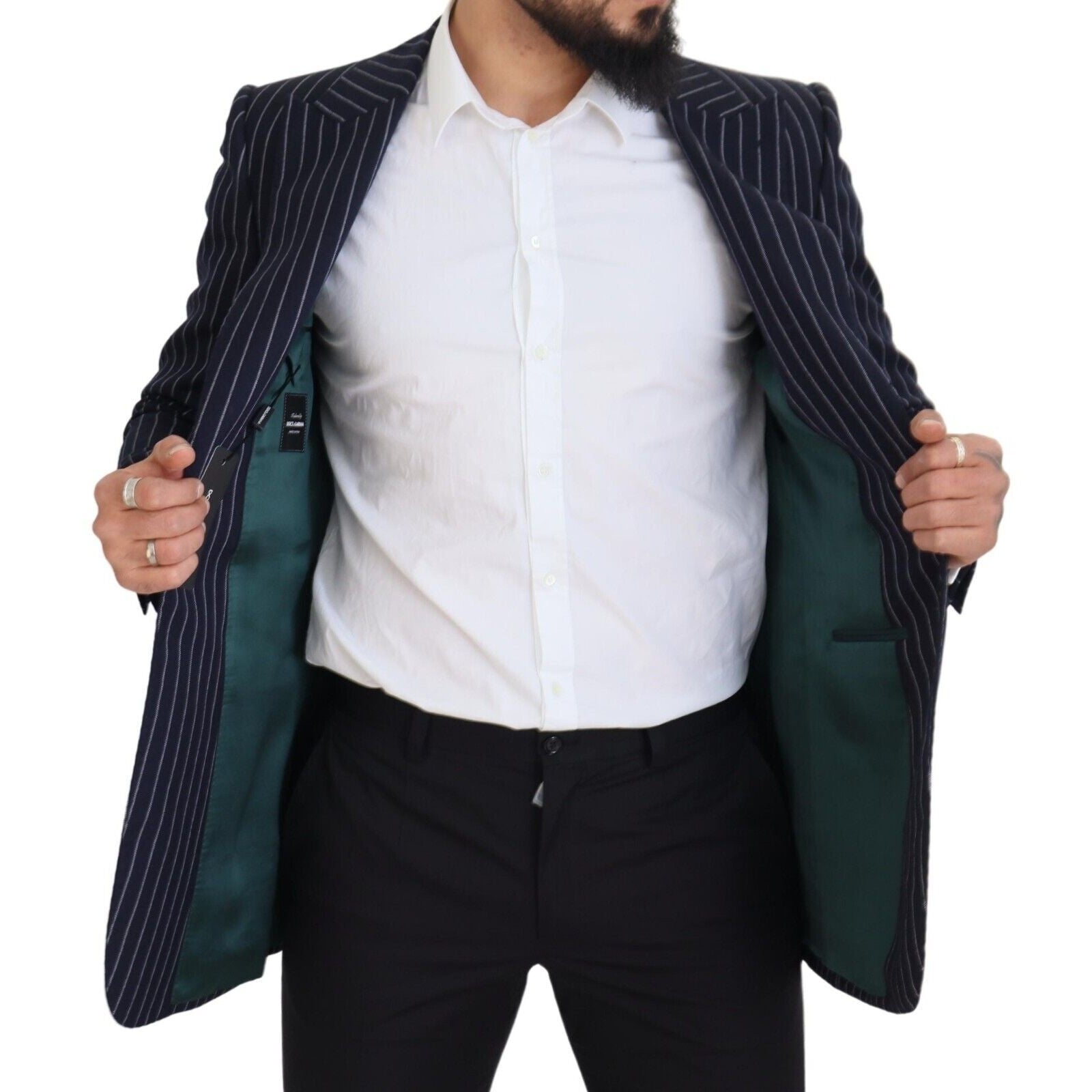 Elegant Navy Slim Fit Wool Blazer