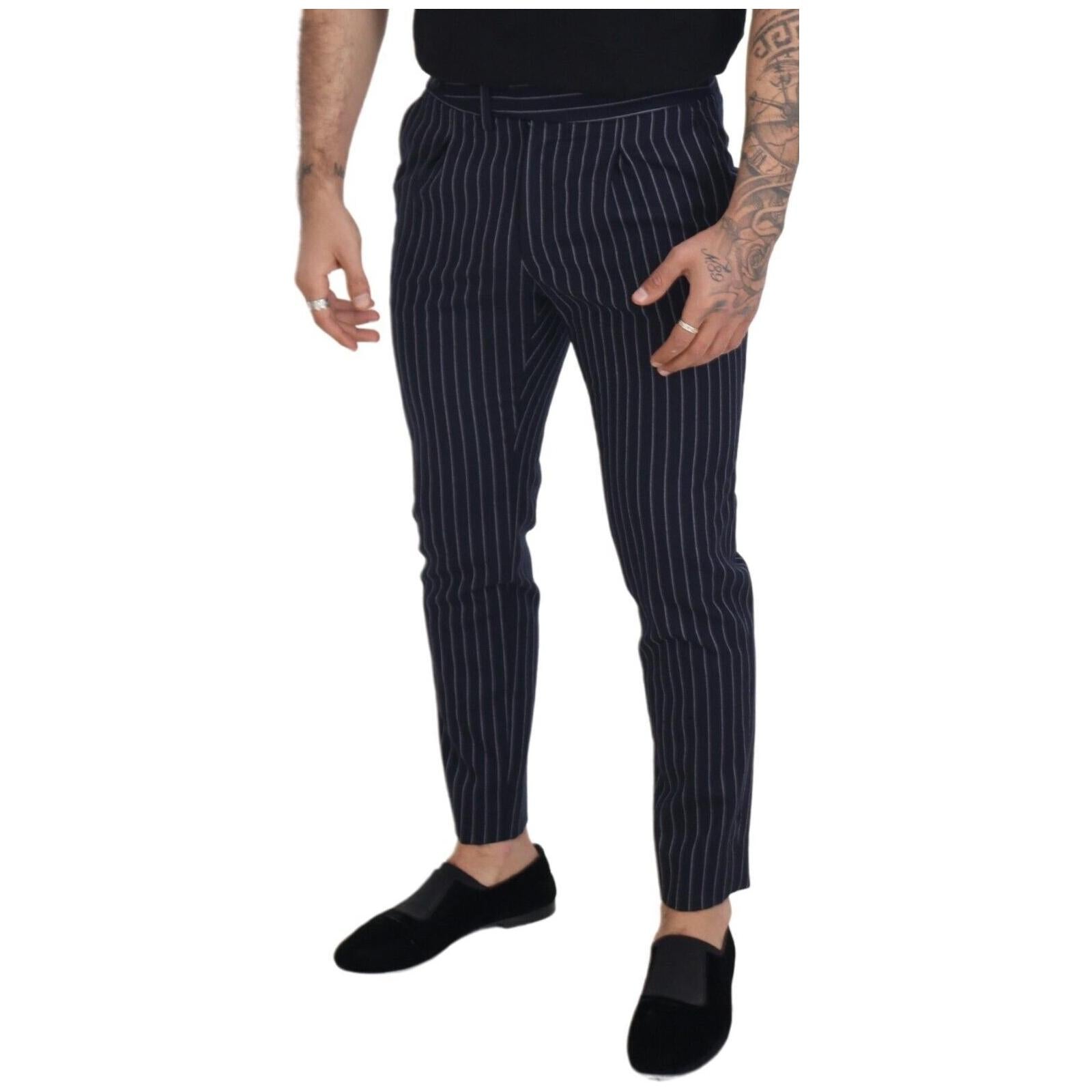 Sophisticated Blue Wool Blend Trousers