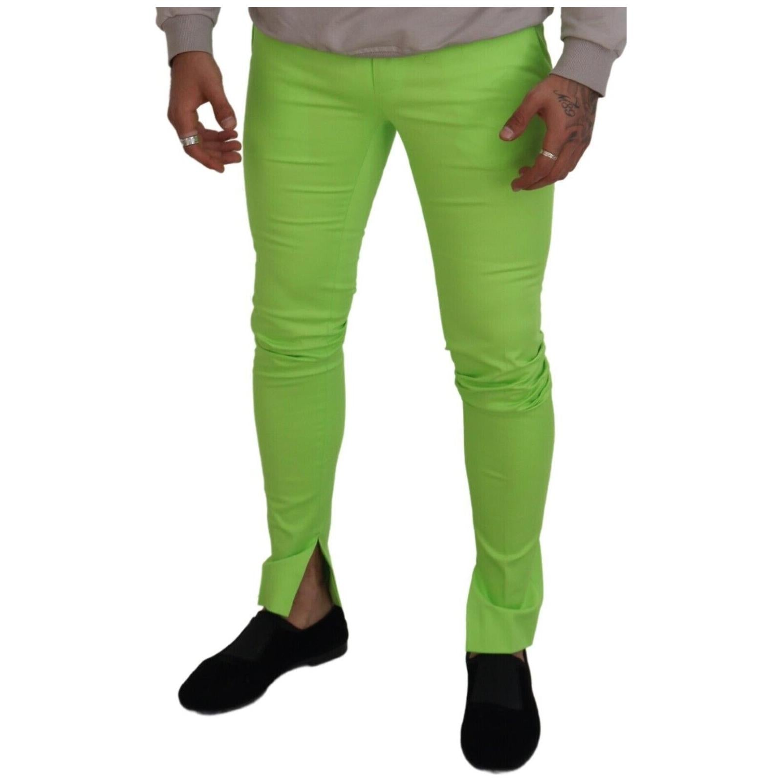 Elegant Light Green Cotton Chinos