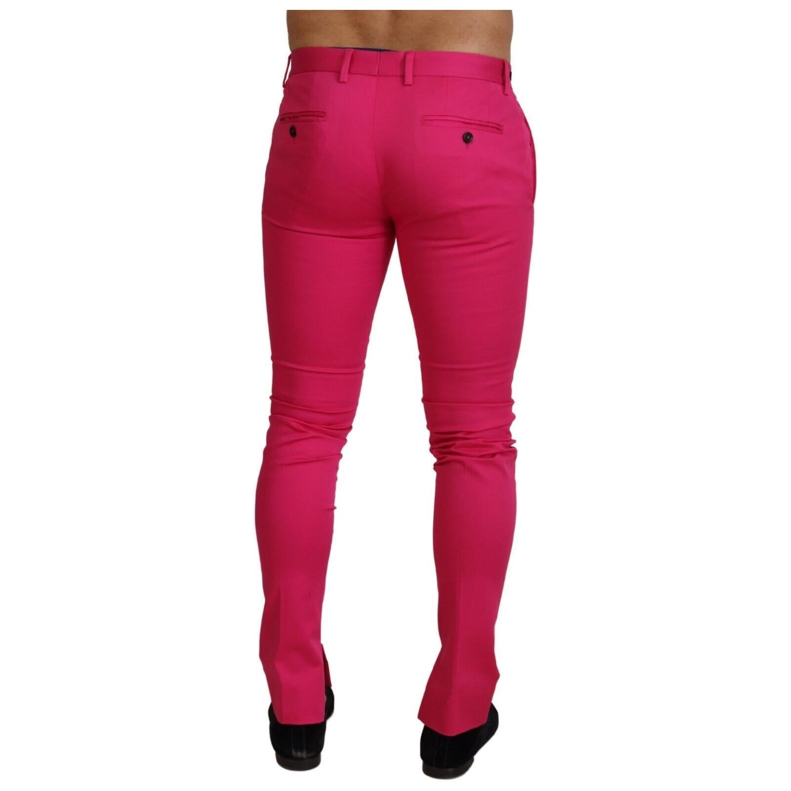 Chic Pink Cotton Blend Trousers