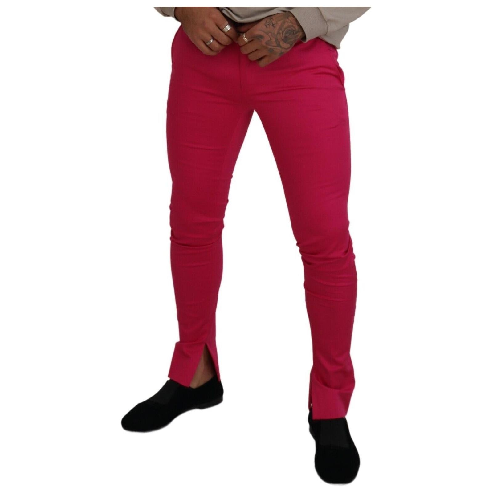 Chic Pink Cotton Blend Trousers