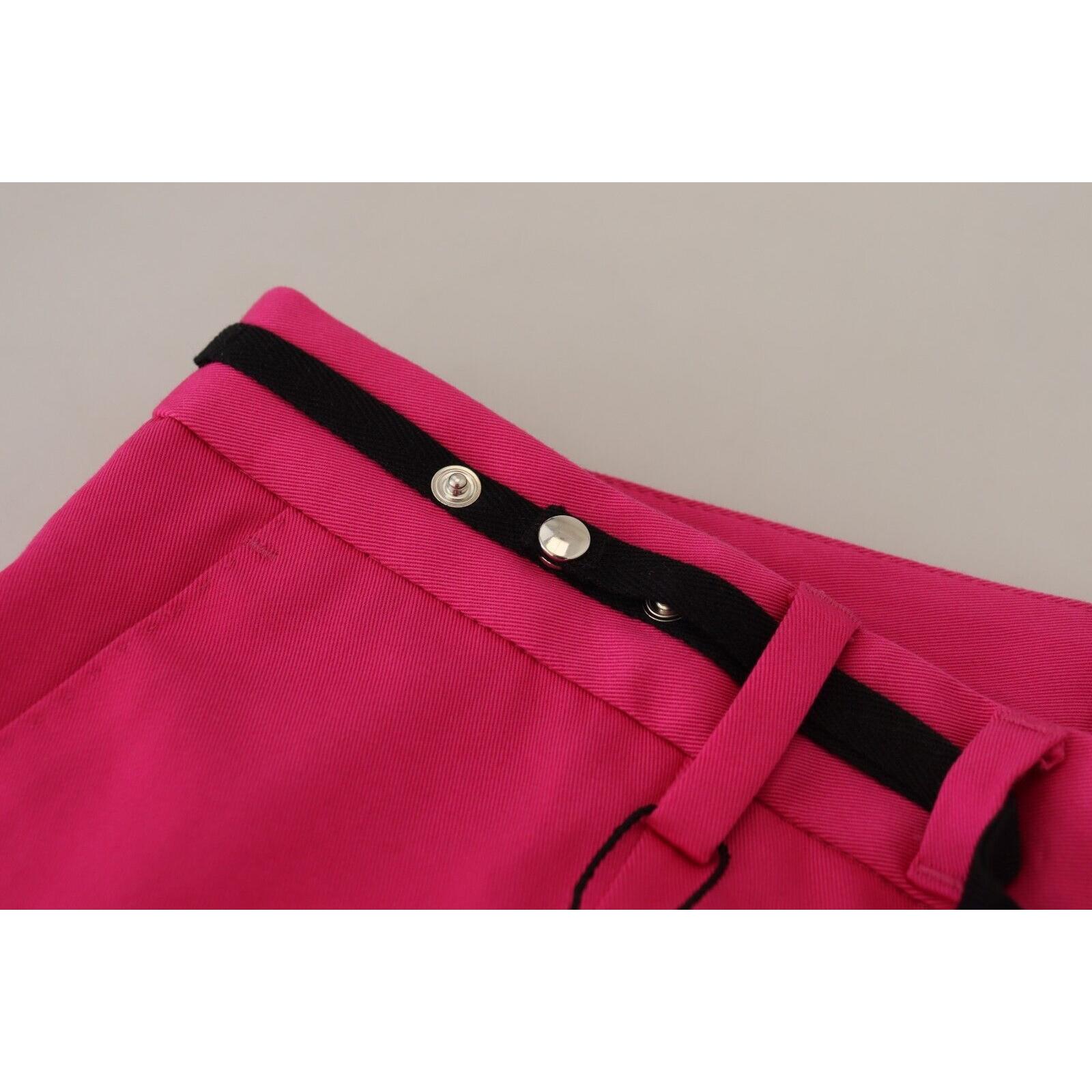 Chic Pink Cotton Blend Trousers