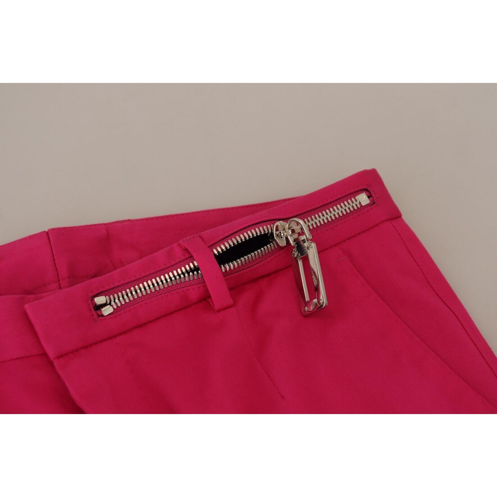 Chic Pink Cotton Blend Trousers