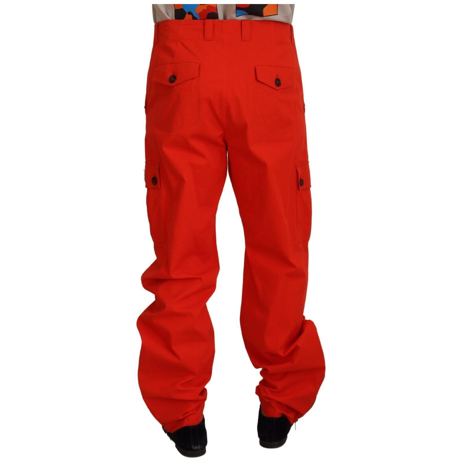 Elegant Red Cotton Blend Trousers