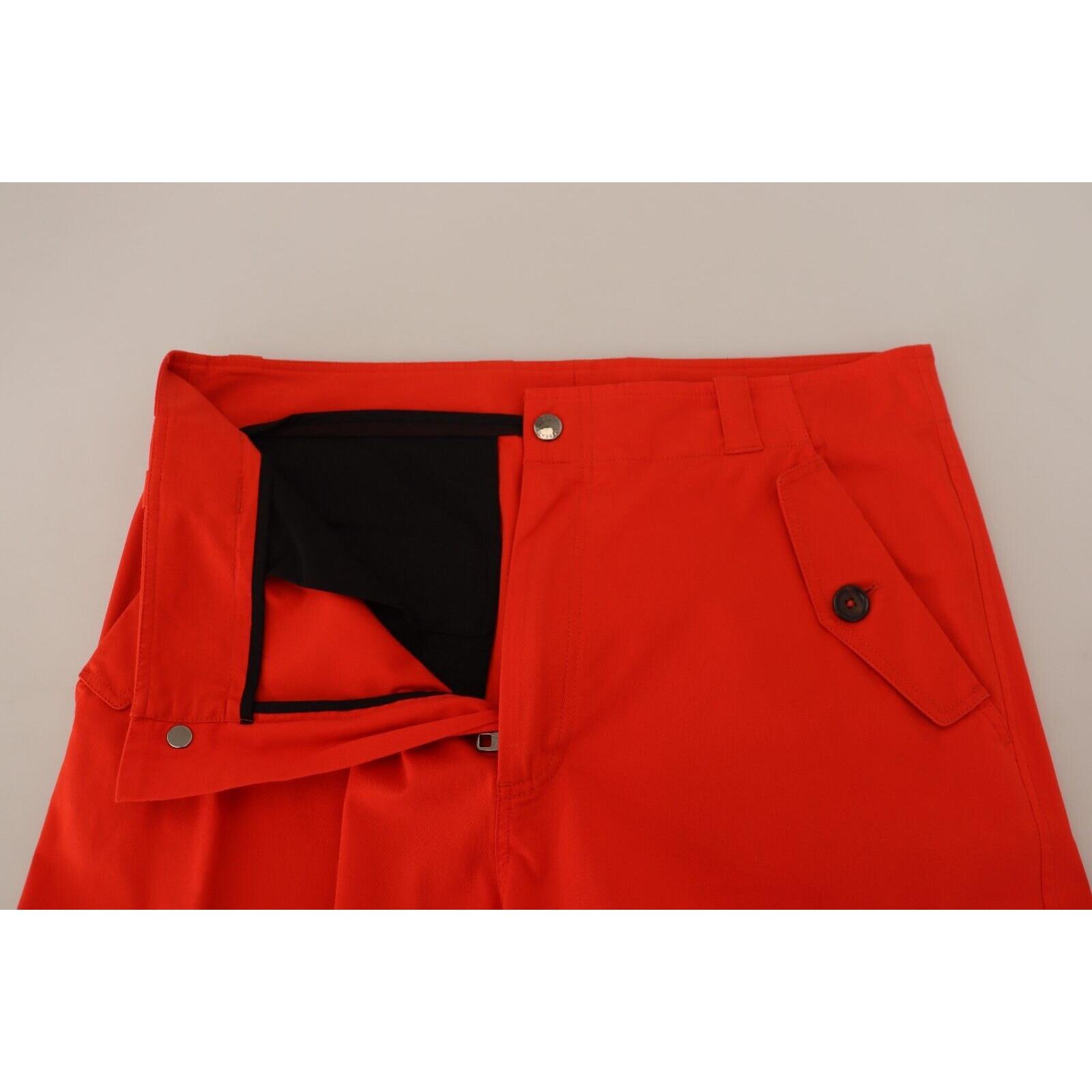 Elegant Red Cotton Blend Trousers