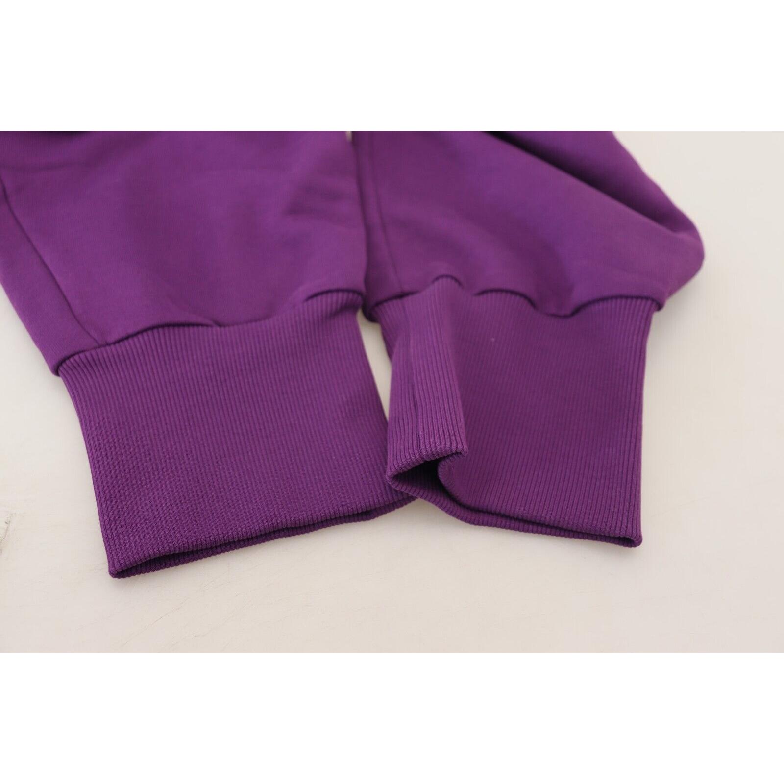 Elegant Purple Cotton Cargo Sweatpants