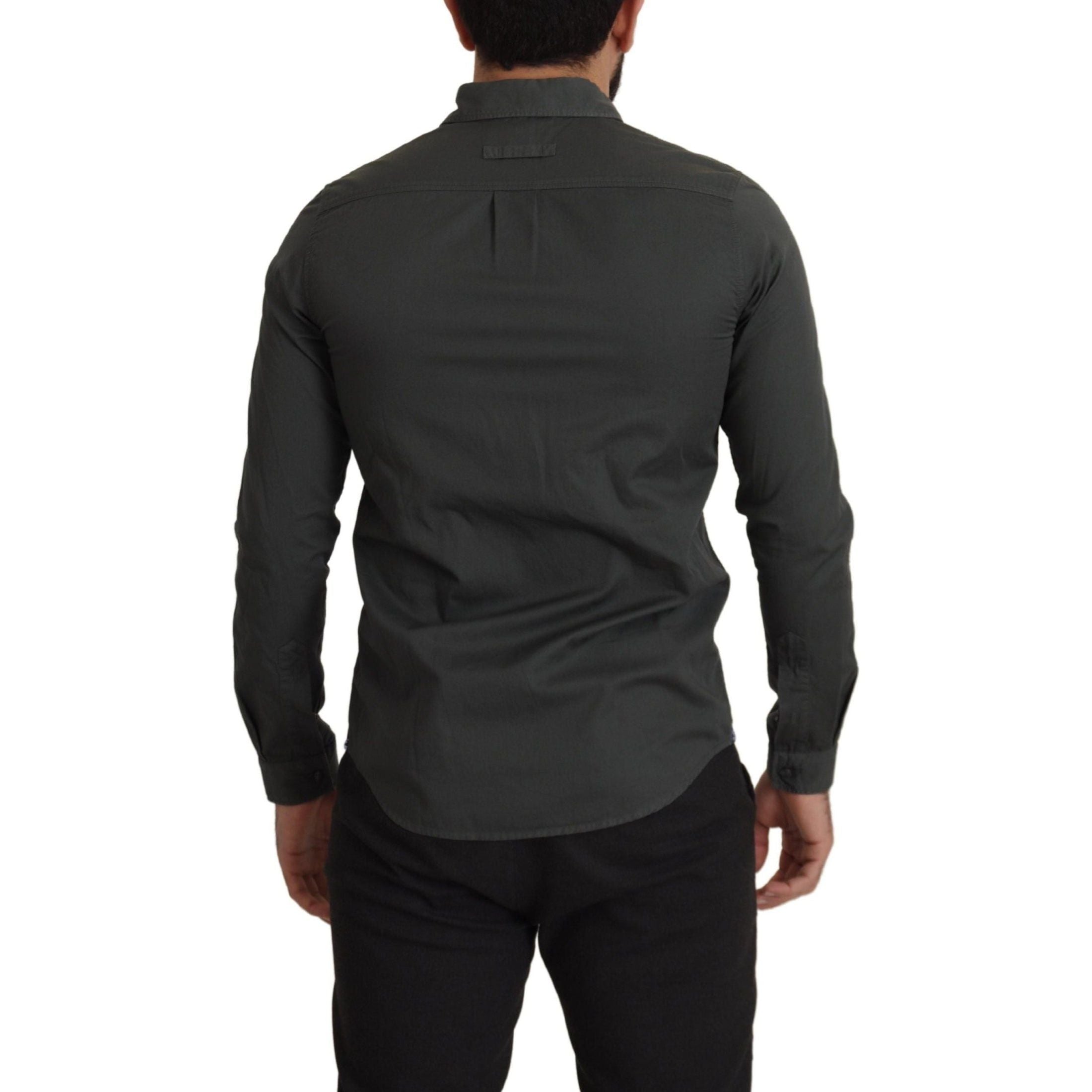 Sleek Dark Gray Cotton Casual Shirt