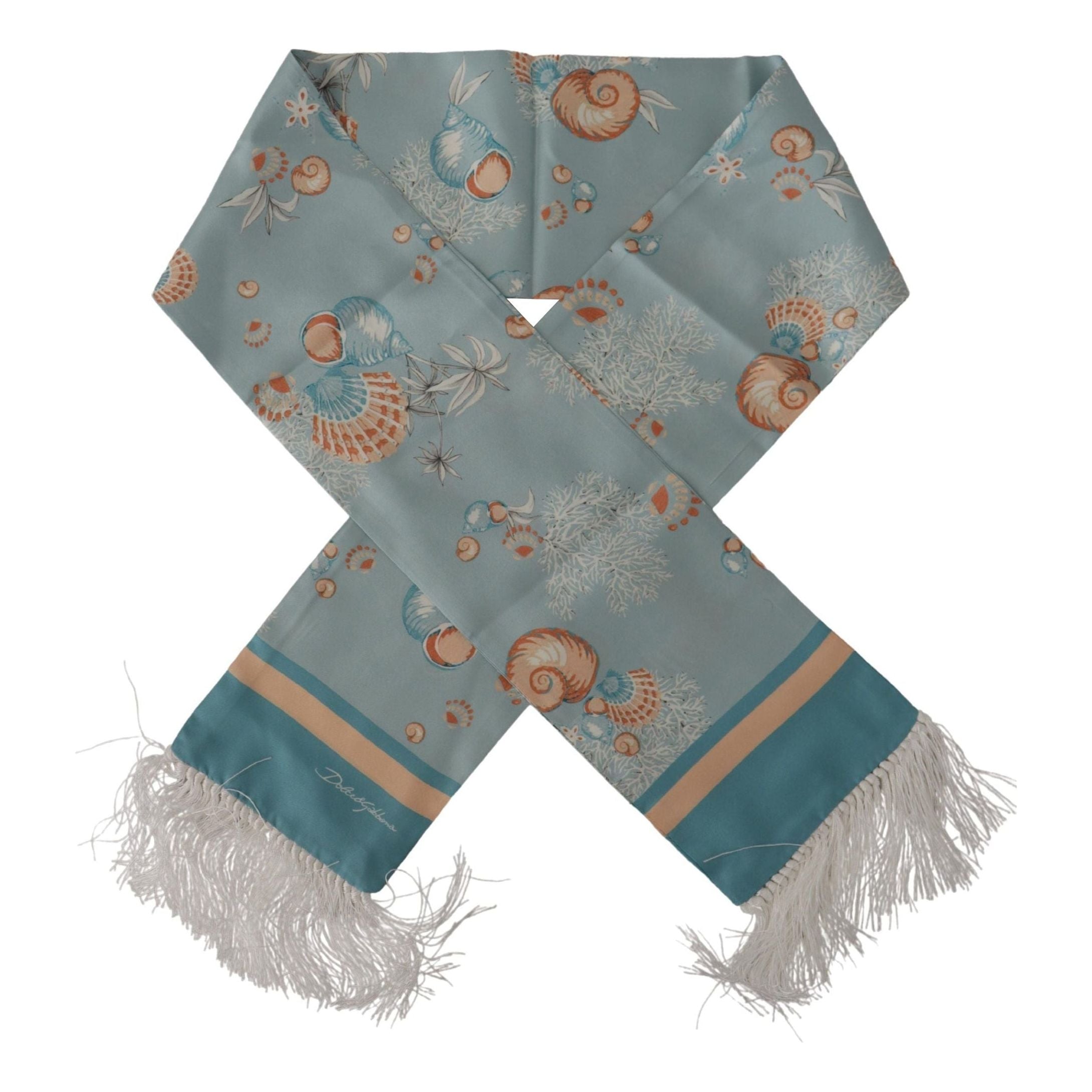 Elegant Silk Scarf with Shell Motif