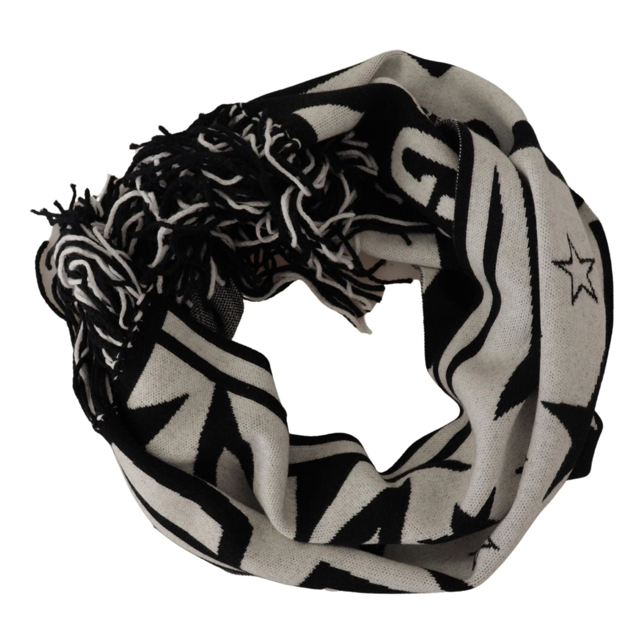 Elegant Monochrome Wool-Cashmere Men's Scarf