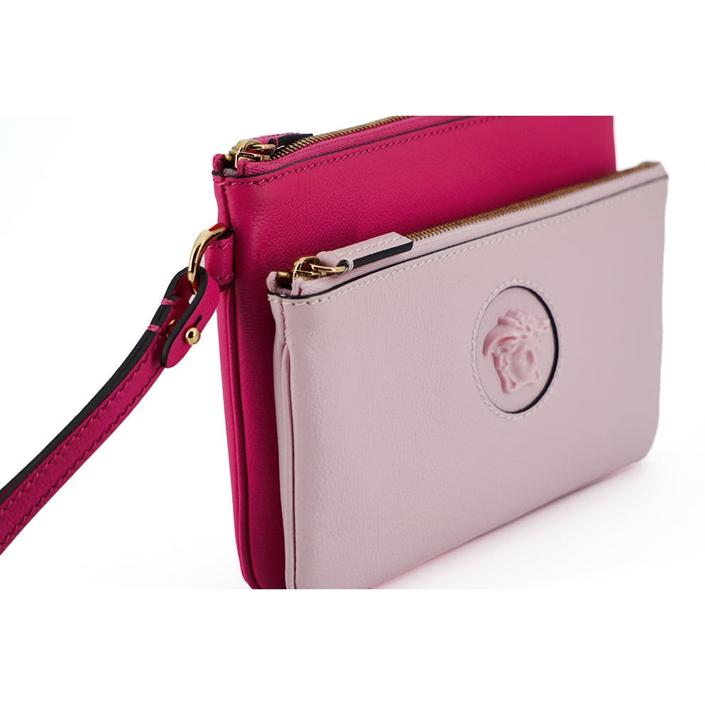 Elegant Pink Leather Pouch Clutch