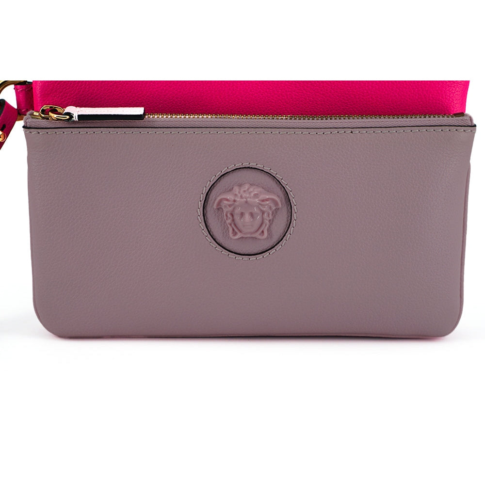 Elegant Pink Leather Pouch Clutch