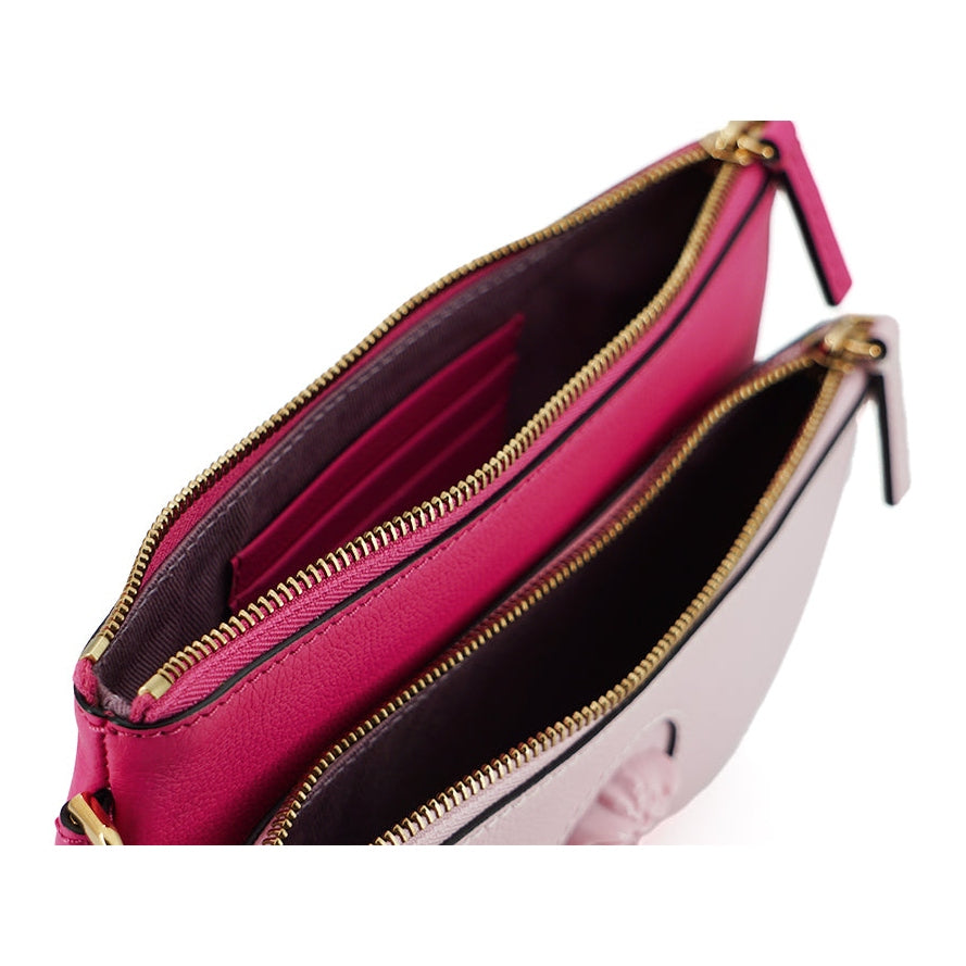 Elegant Pink Leather Pouch Clutch