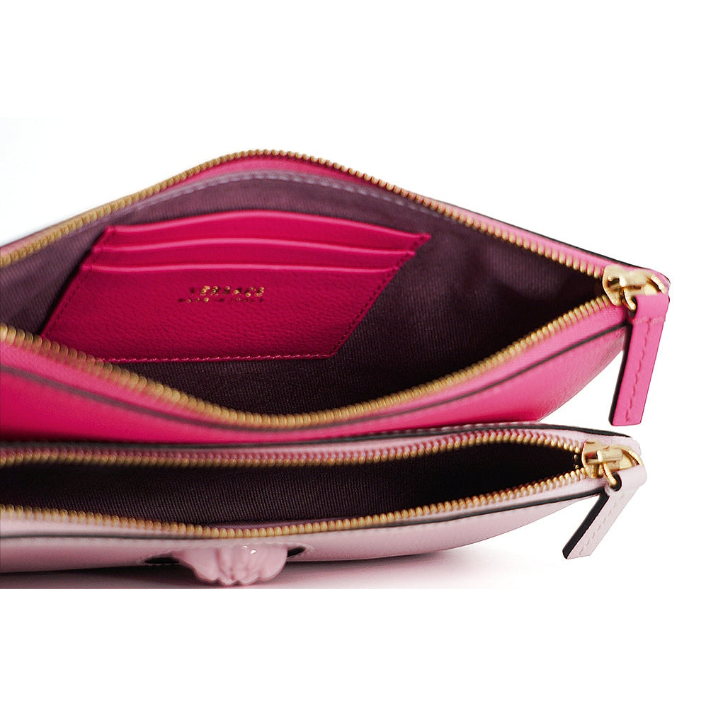 Elegant Pink Leather Pouch Clutch