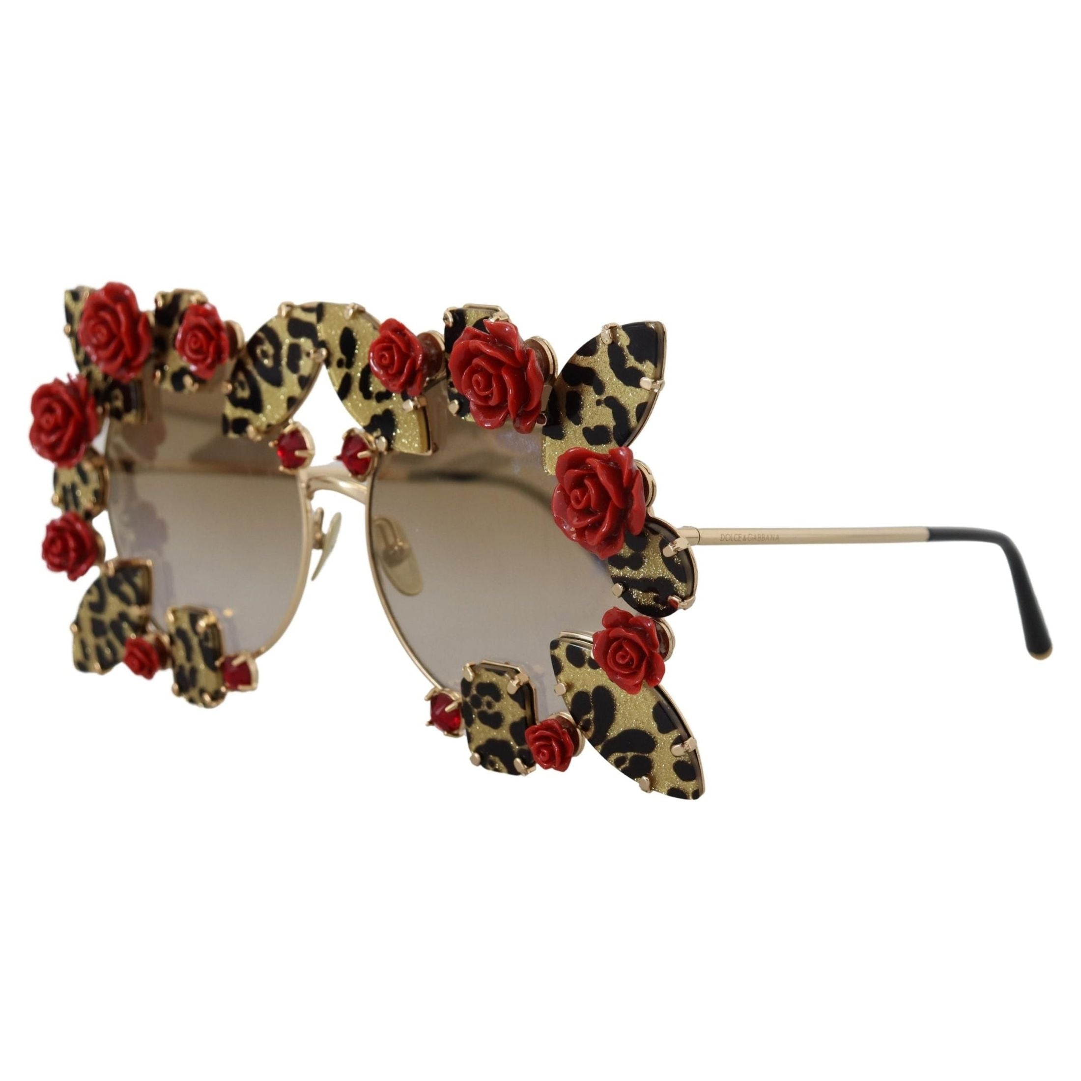 Elegant Round Rose-Embellished Sunglasses