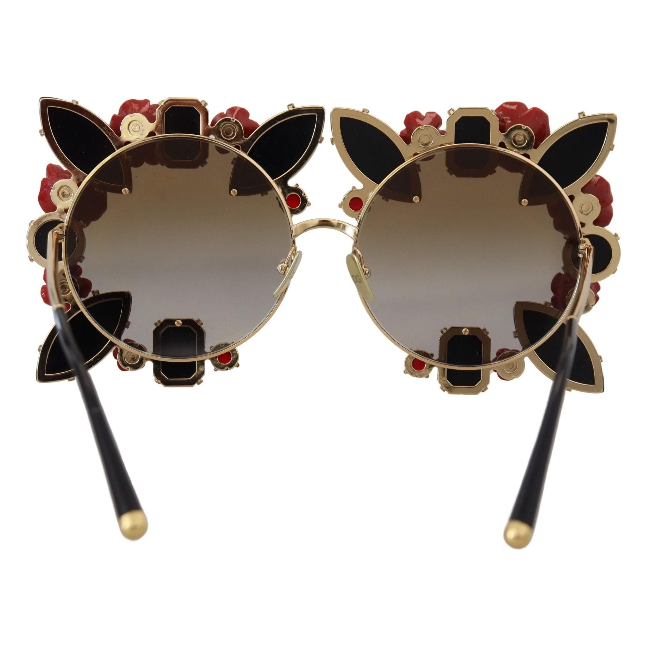 Elegant Round Rose-Embellished Sunglasses