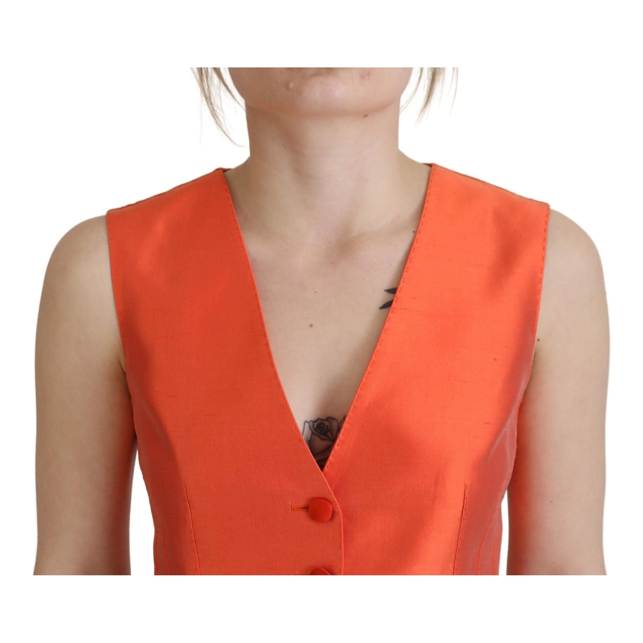 Elegant Orange Silk Waistcoat