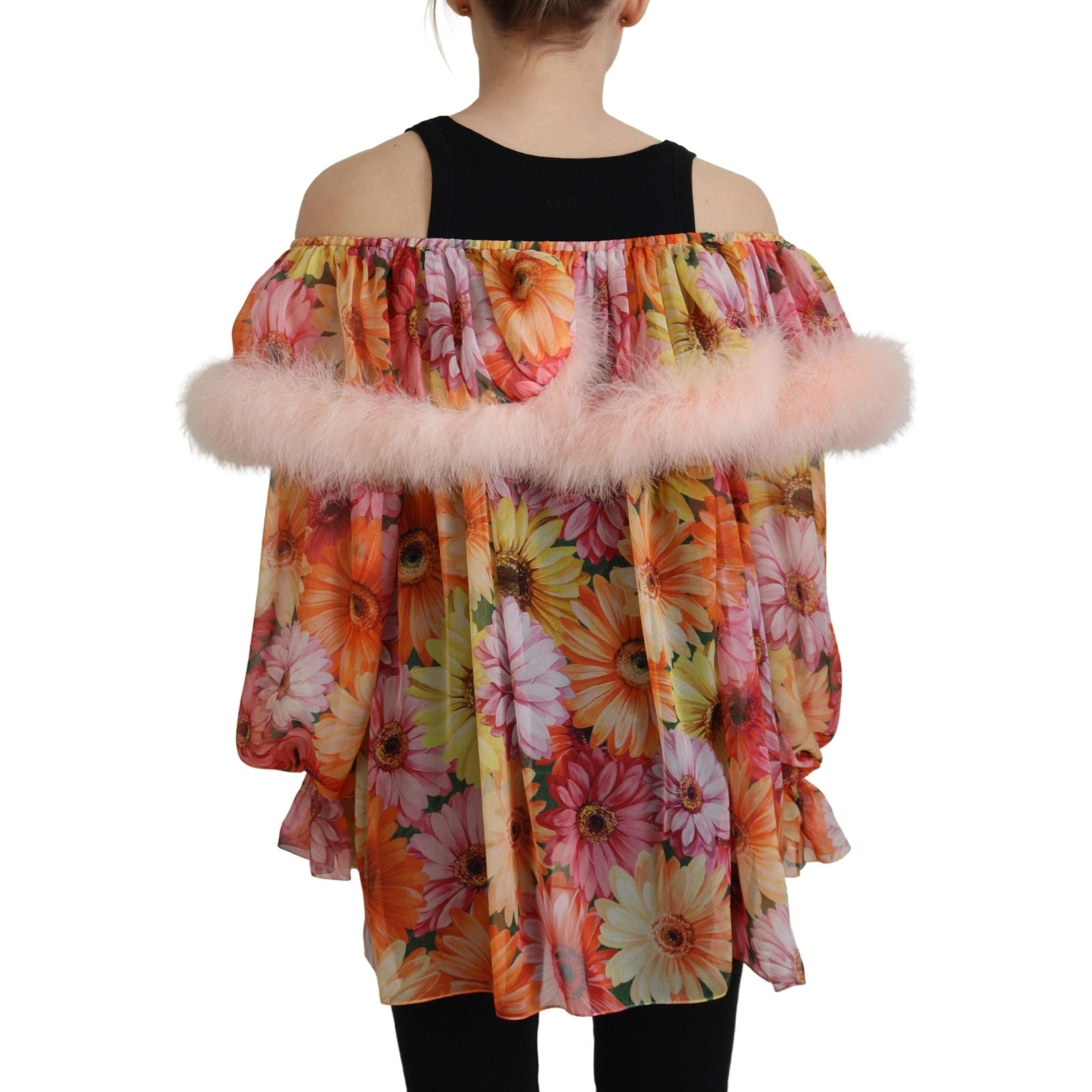 Elegant Silk Floral Off-Shoulder Blouse