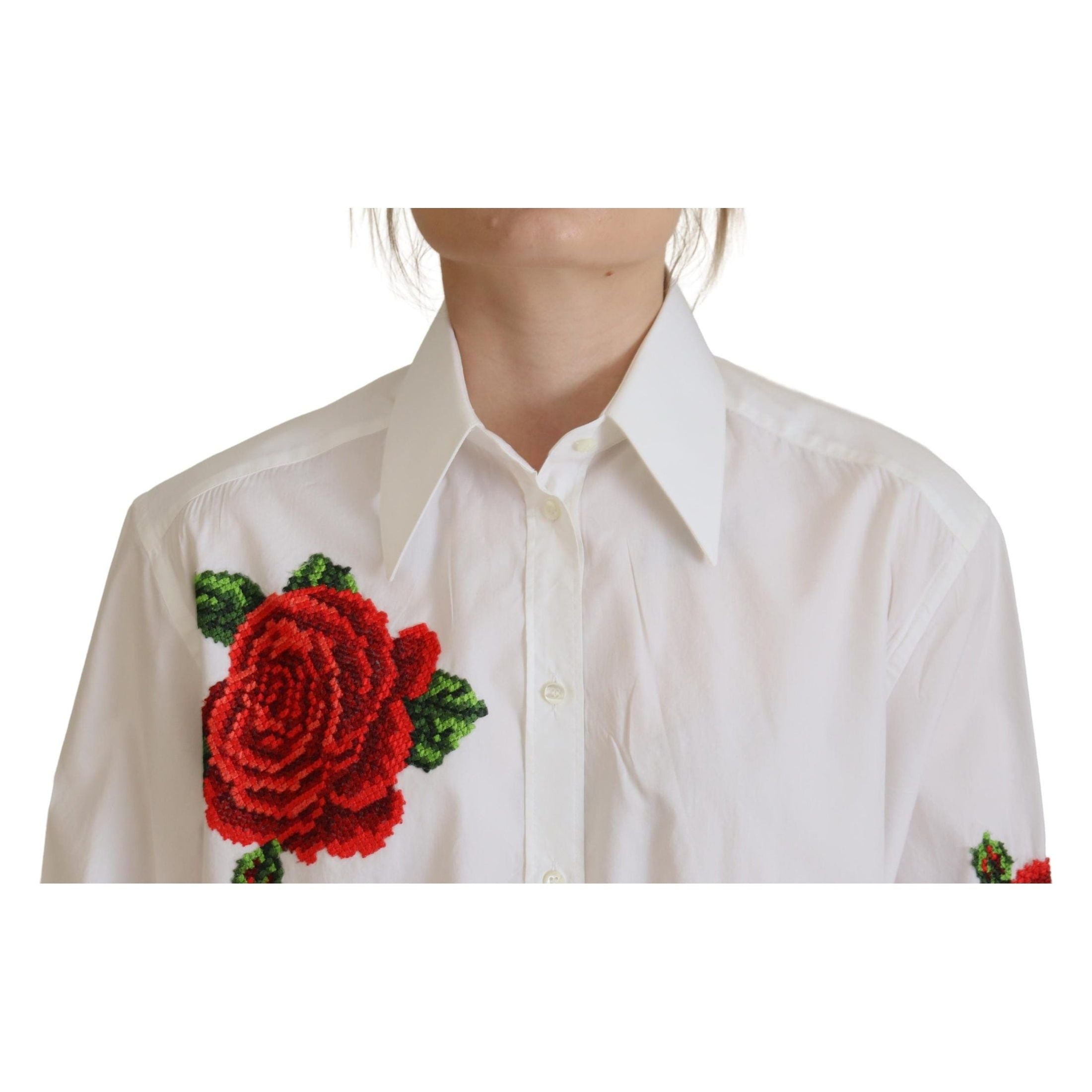 Elegant Floral Embroidered Silk Blend Shirt