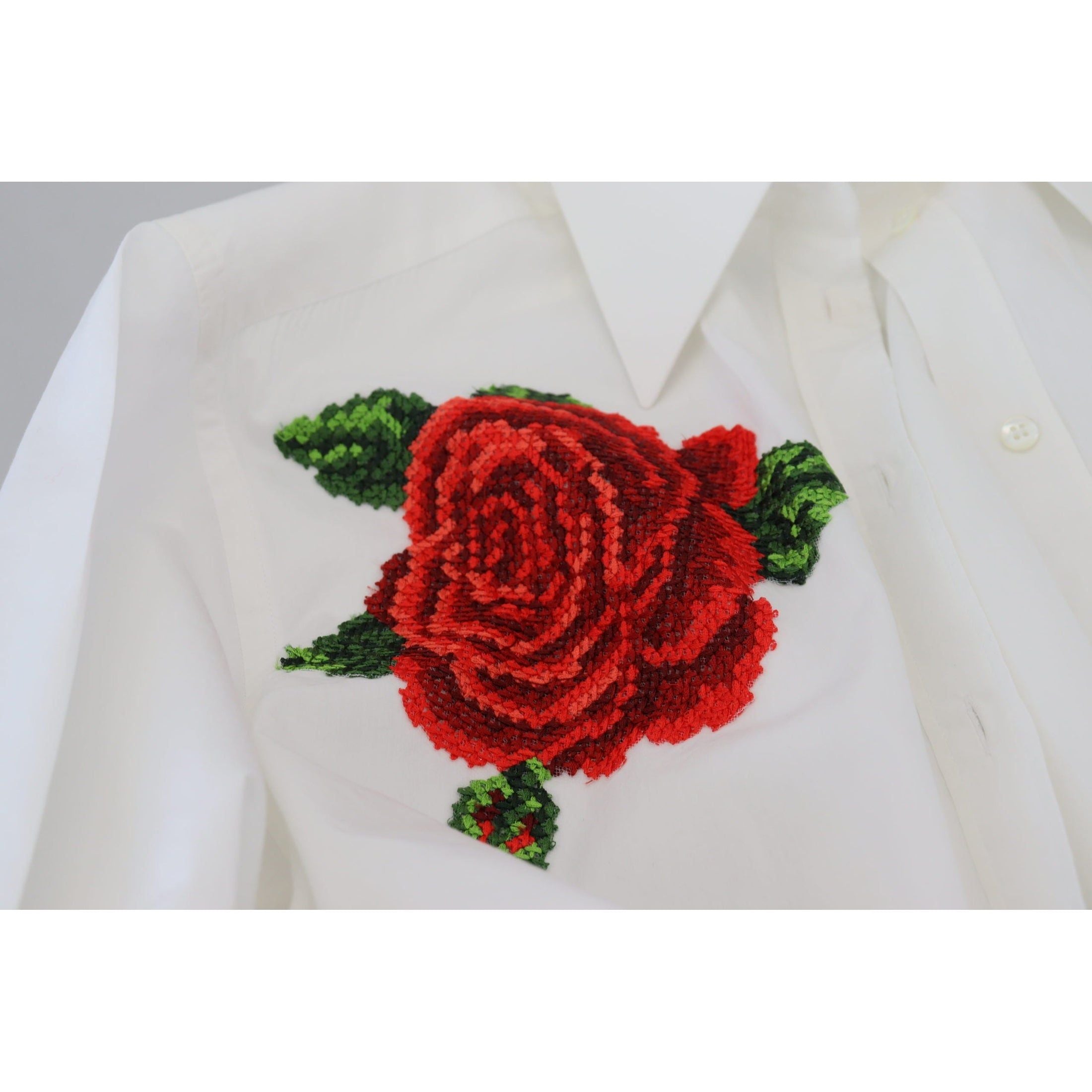 Elegant Floral Embroidered Silk Blend Shirt