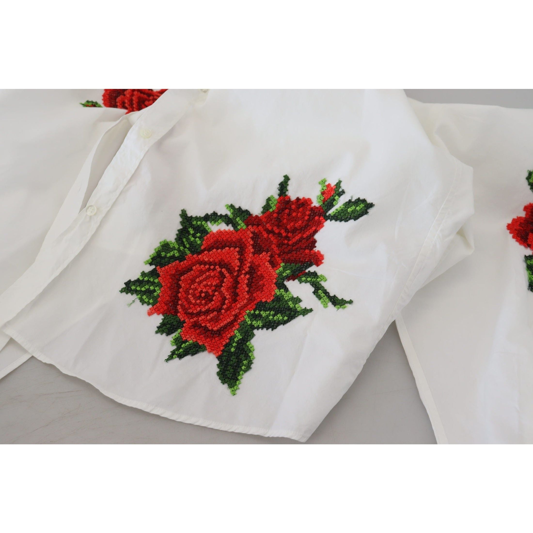 Elegant Floral Embroidered Silk Blend Shirt