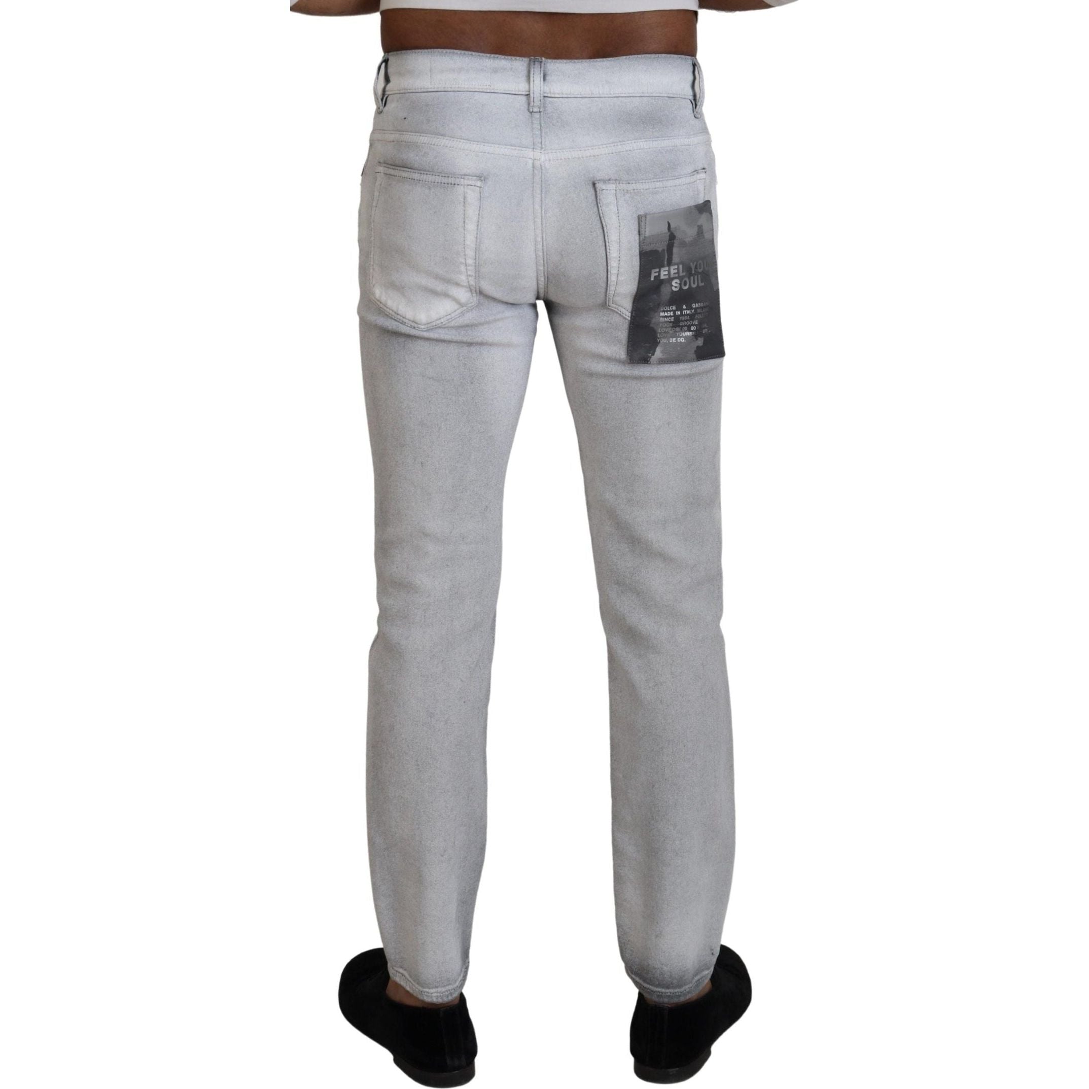 Elegant Gray Washed Cotton Blend Pants